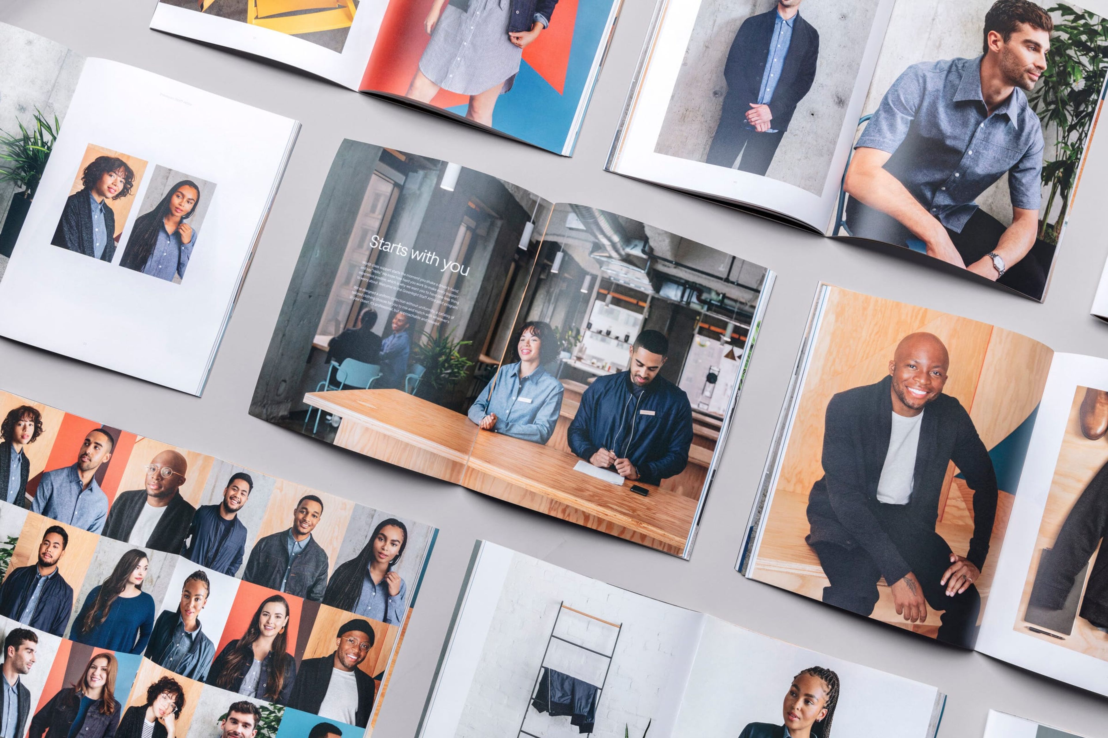 Spreads from the Uber Greenlight Hub lookbook laid out together