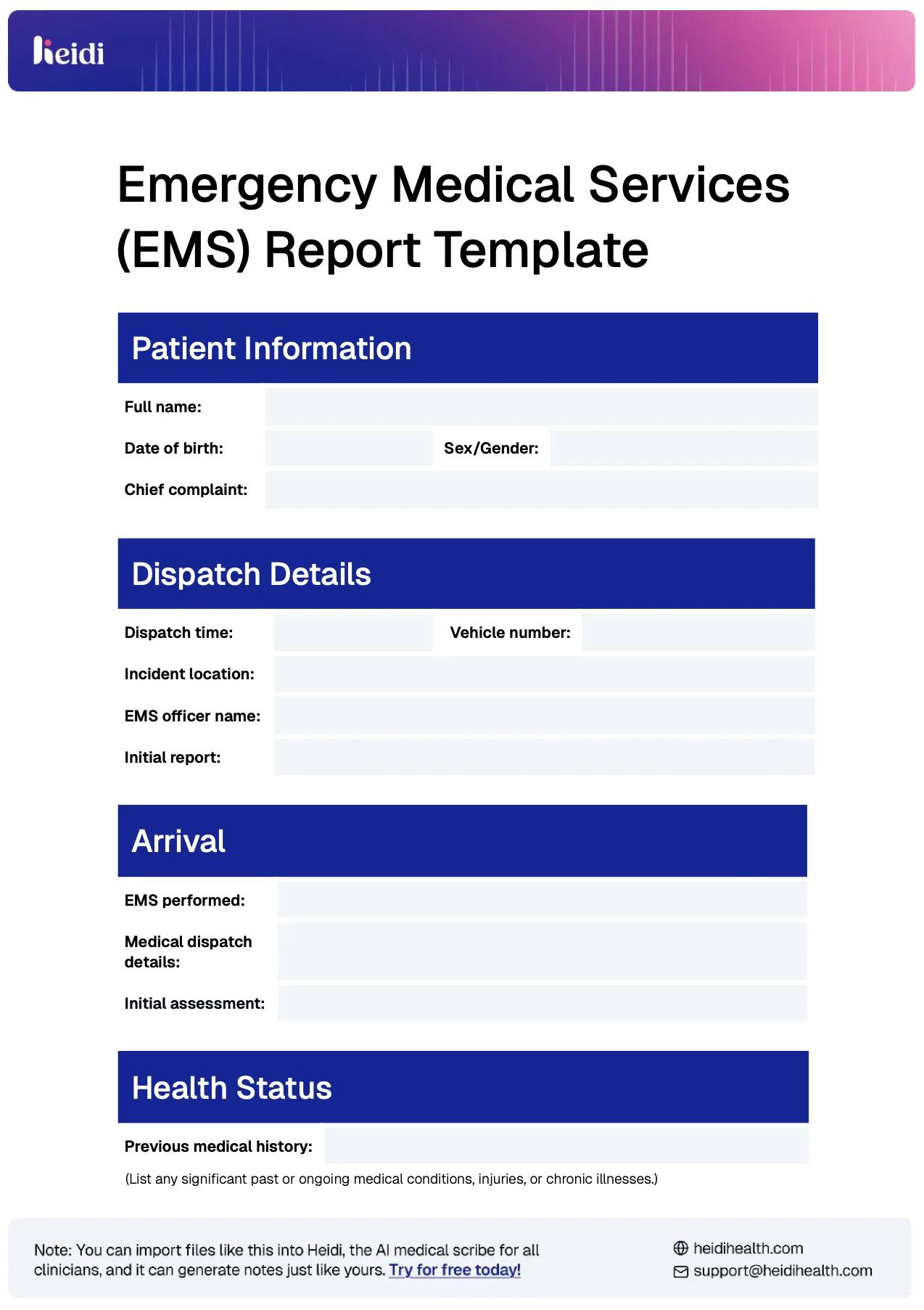 Sample EMS Report Template PDF