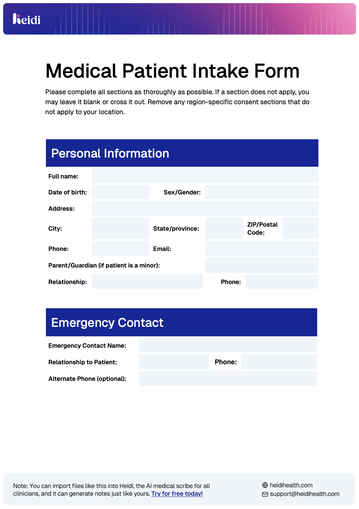 Patient Intake Form