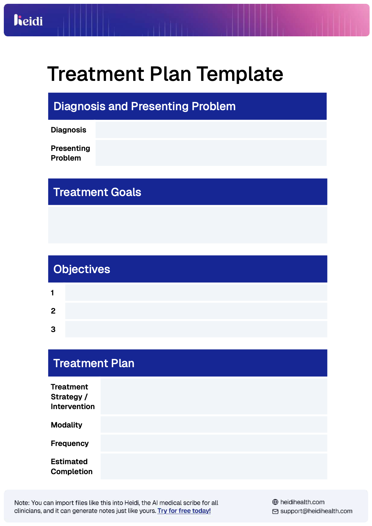 treatment plan template