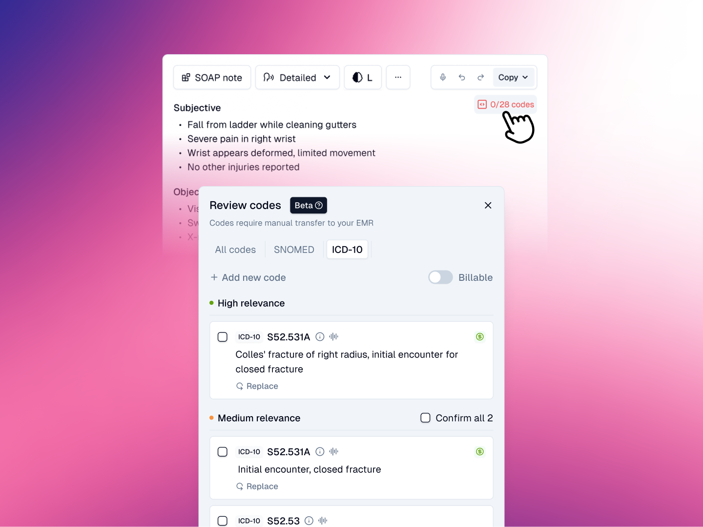 ICD-10 coding and more intelligent Context