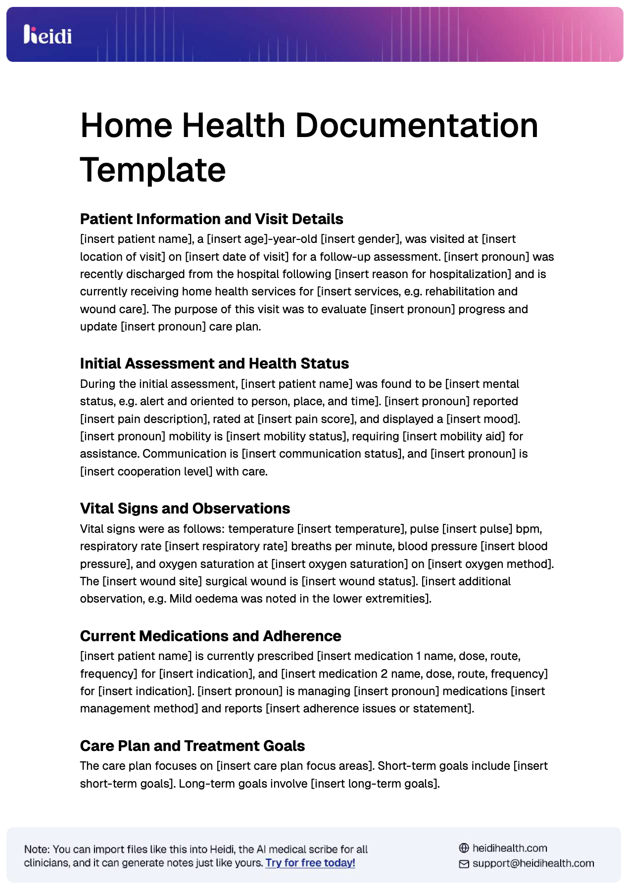 Home Health Documentation Templates by Heidi Health