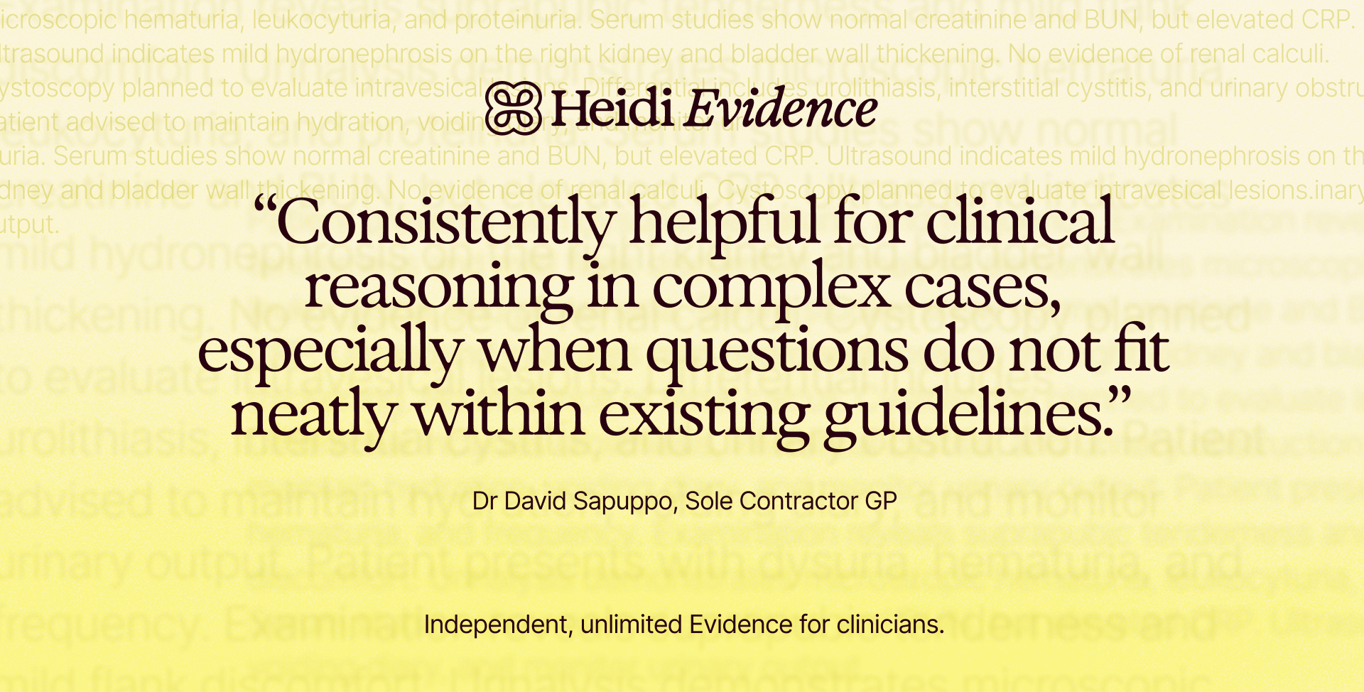 Dr David Sapuppo's quoted review of Heidi Evidence