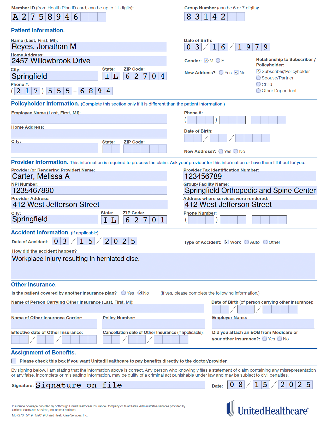 Health Insurance Claim Form