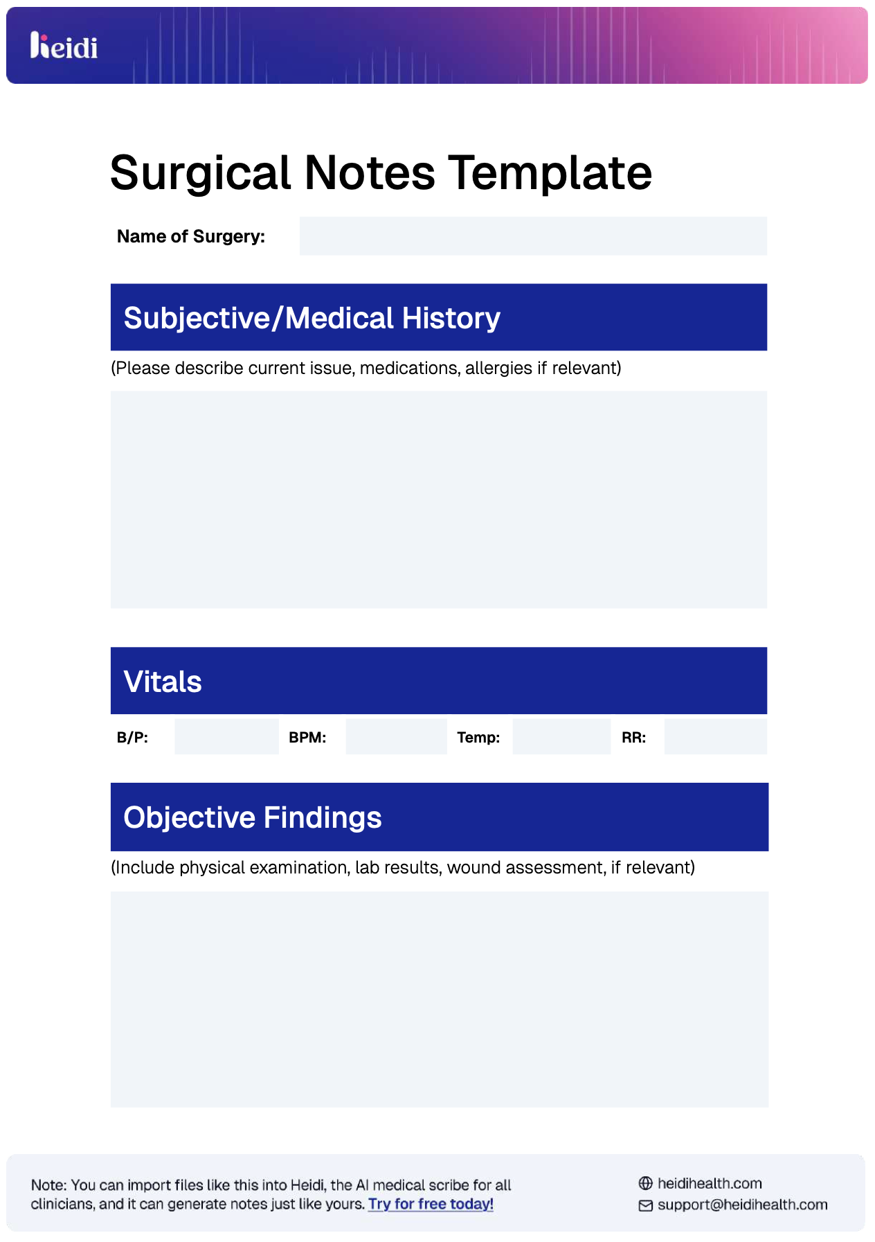 surgical notes template example
