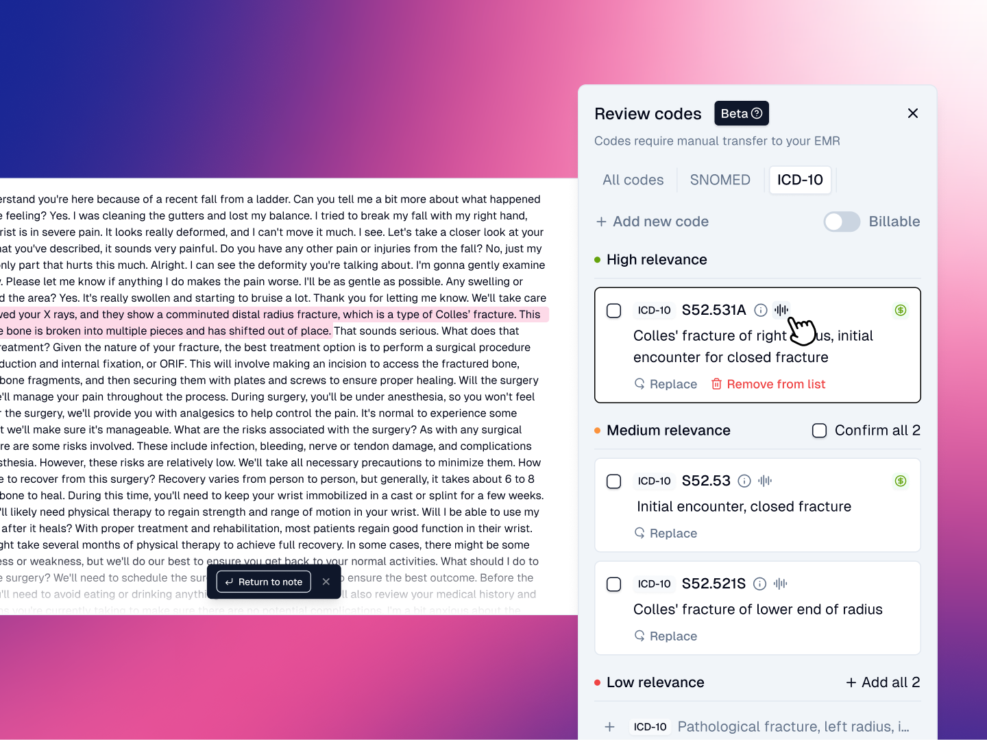 ICD-10 coding and more intelligent Context