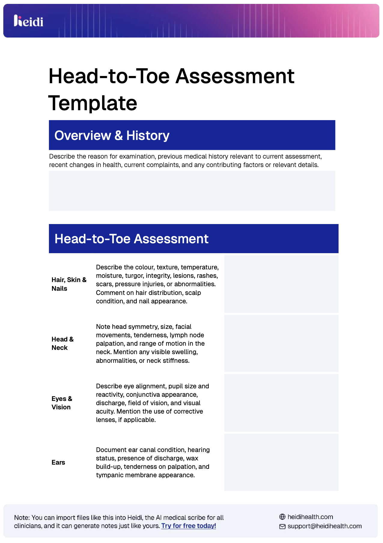 head to toe assessment template