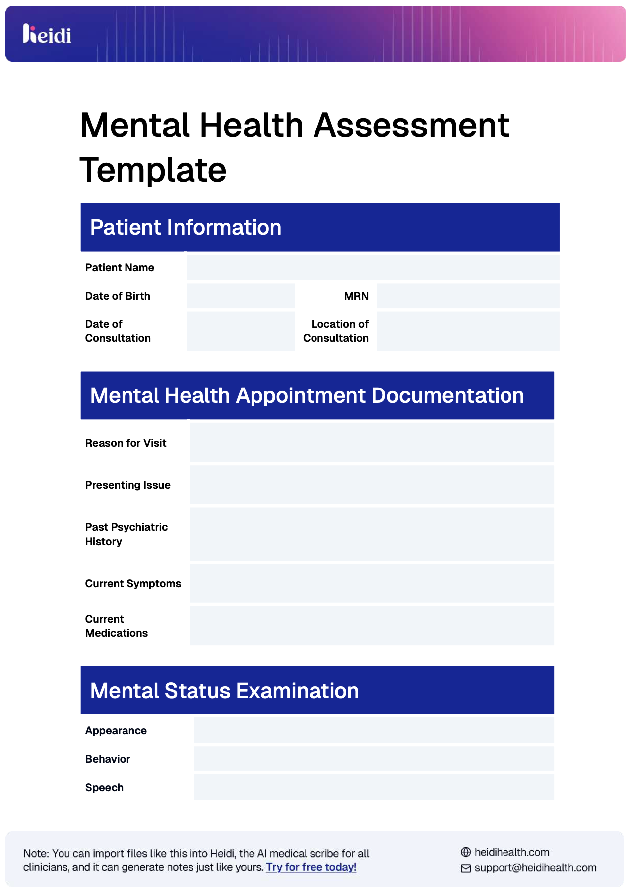Team Care Arrangement Template by Heidi Health