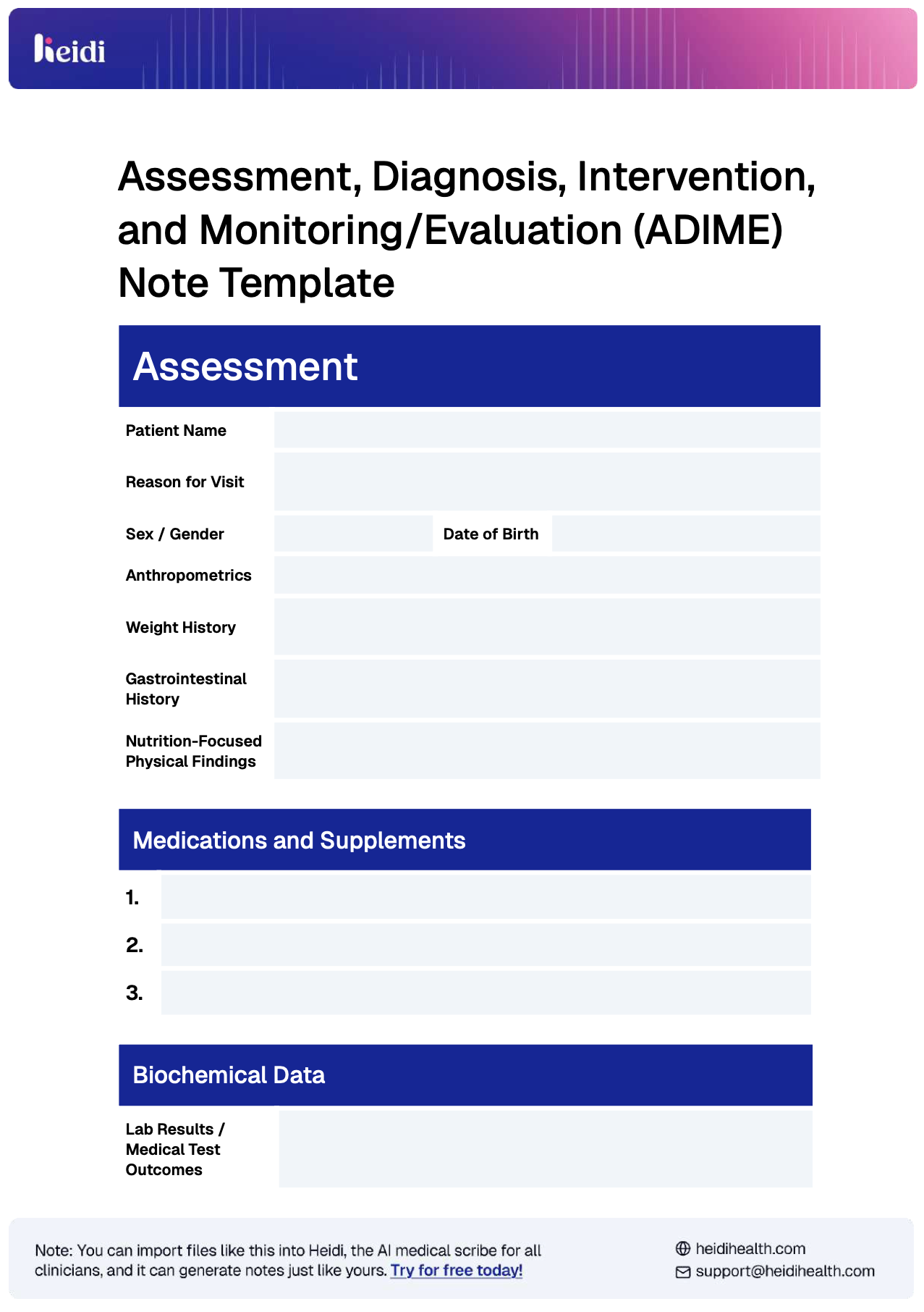 ADIME Note Template Example by Heidi Health