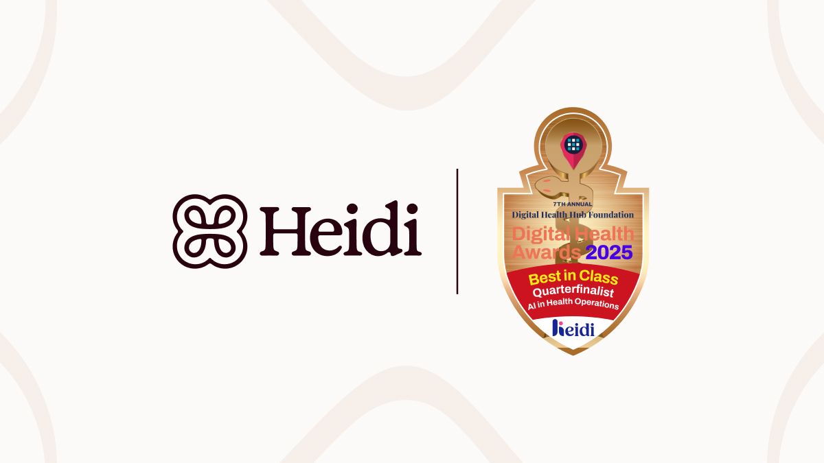 the logo for heidi is on a white background next to a gold badge .