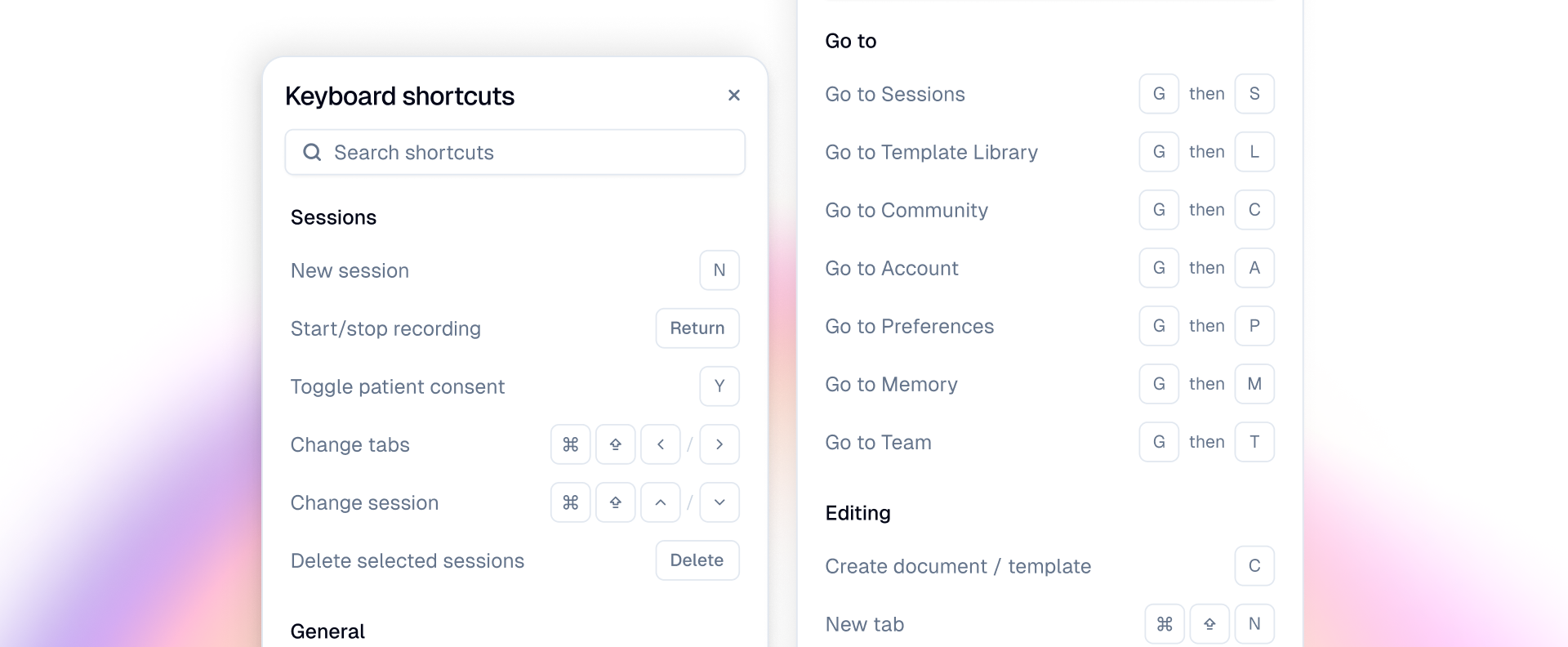 Memory, shortcuts & rich text