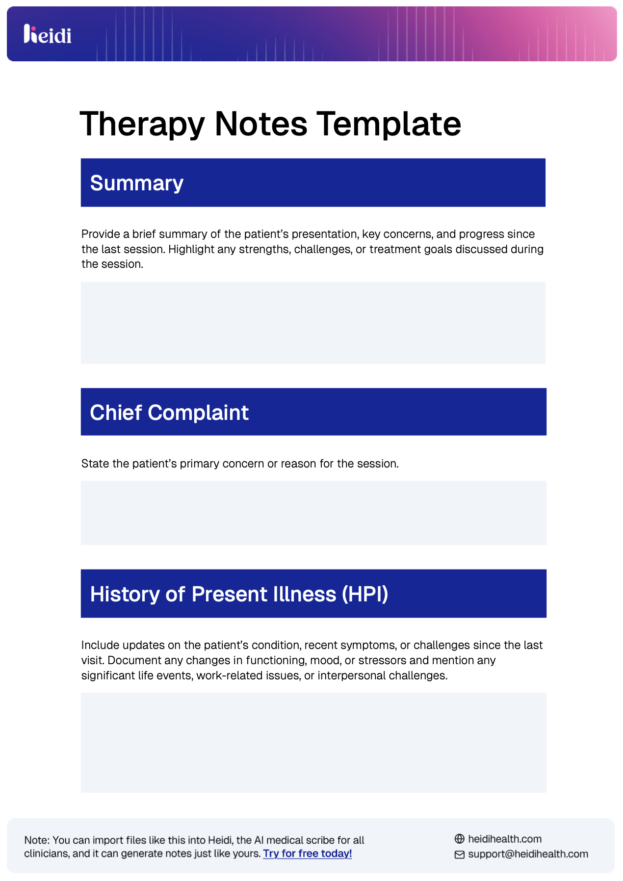 Therapy Notes Template