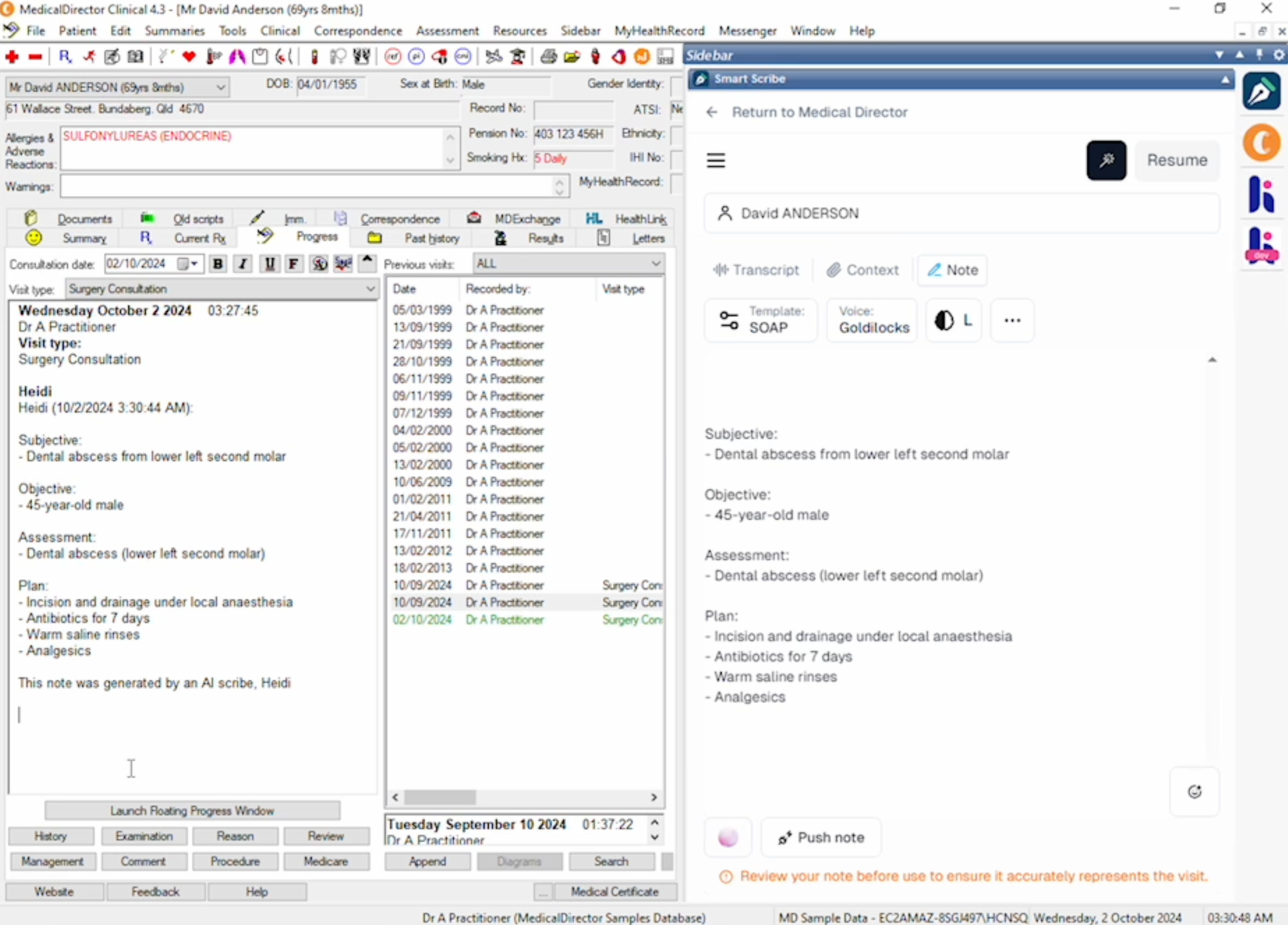 smart scribe medicaldirector integration with heidi