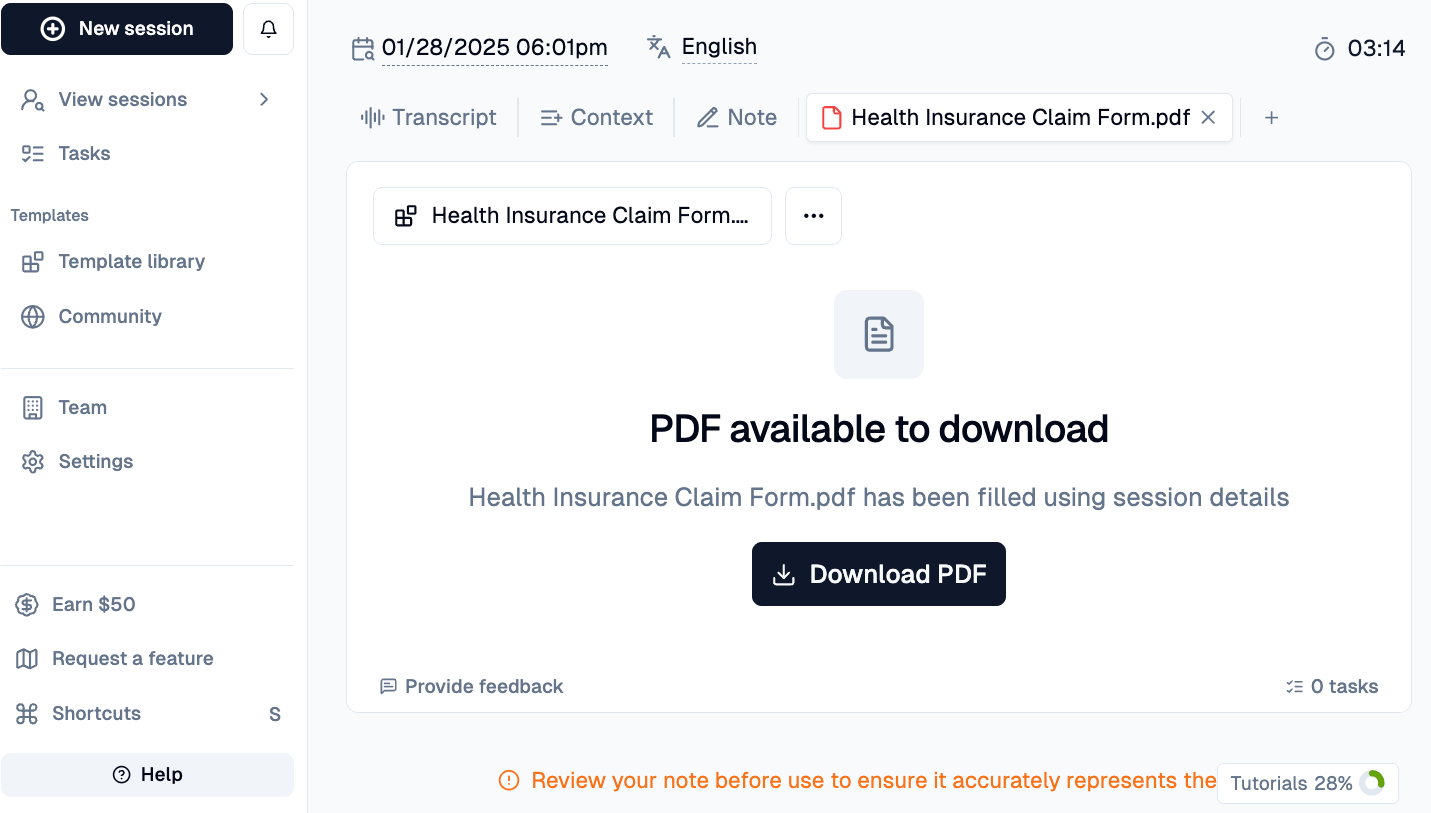 Health Insurance Claim Form