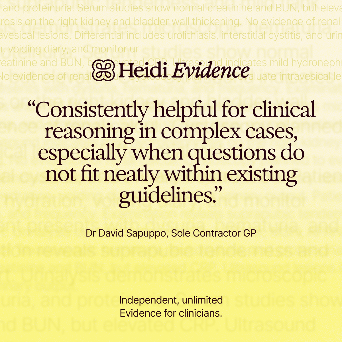 Dr David Sapuppo's quoted review of Heidi Evidence