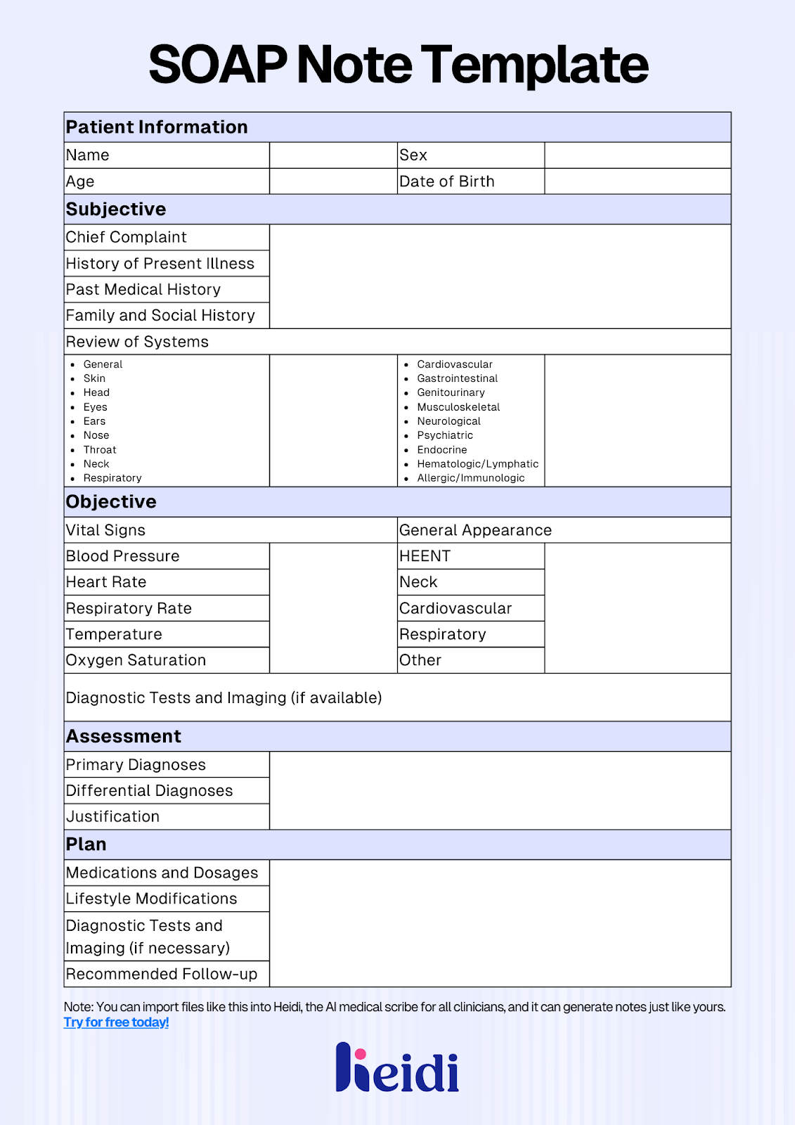 SOAP Note Template