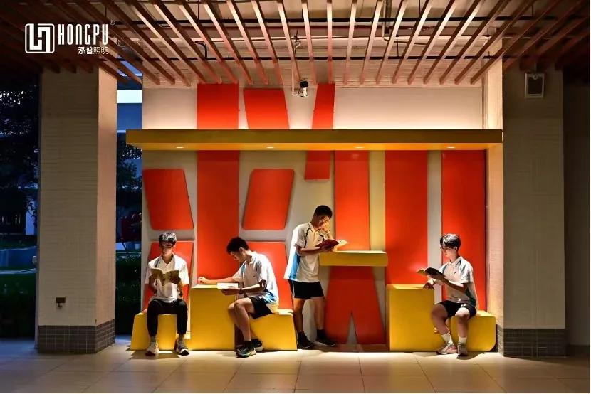 Library linear lighting installation