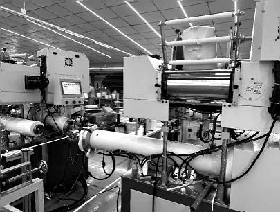 LED strip production equipment close-up