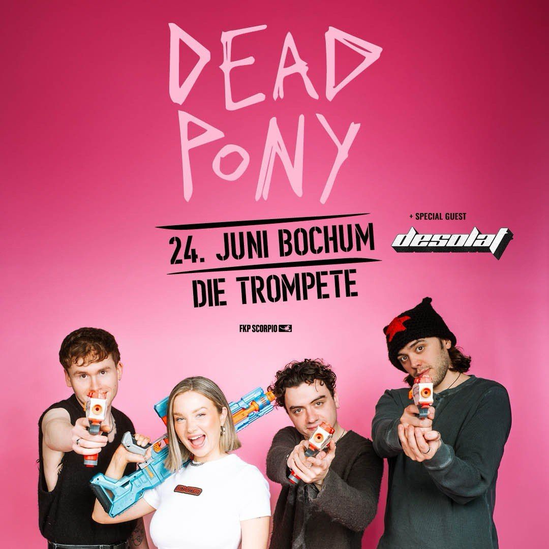 Flyer der Show von Dead Pony (Alternative/Indie) und Desolat (Garage/Grunge) am 24.06.24 in der Trompete, Bochum.