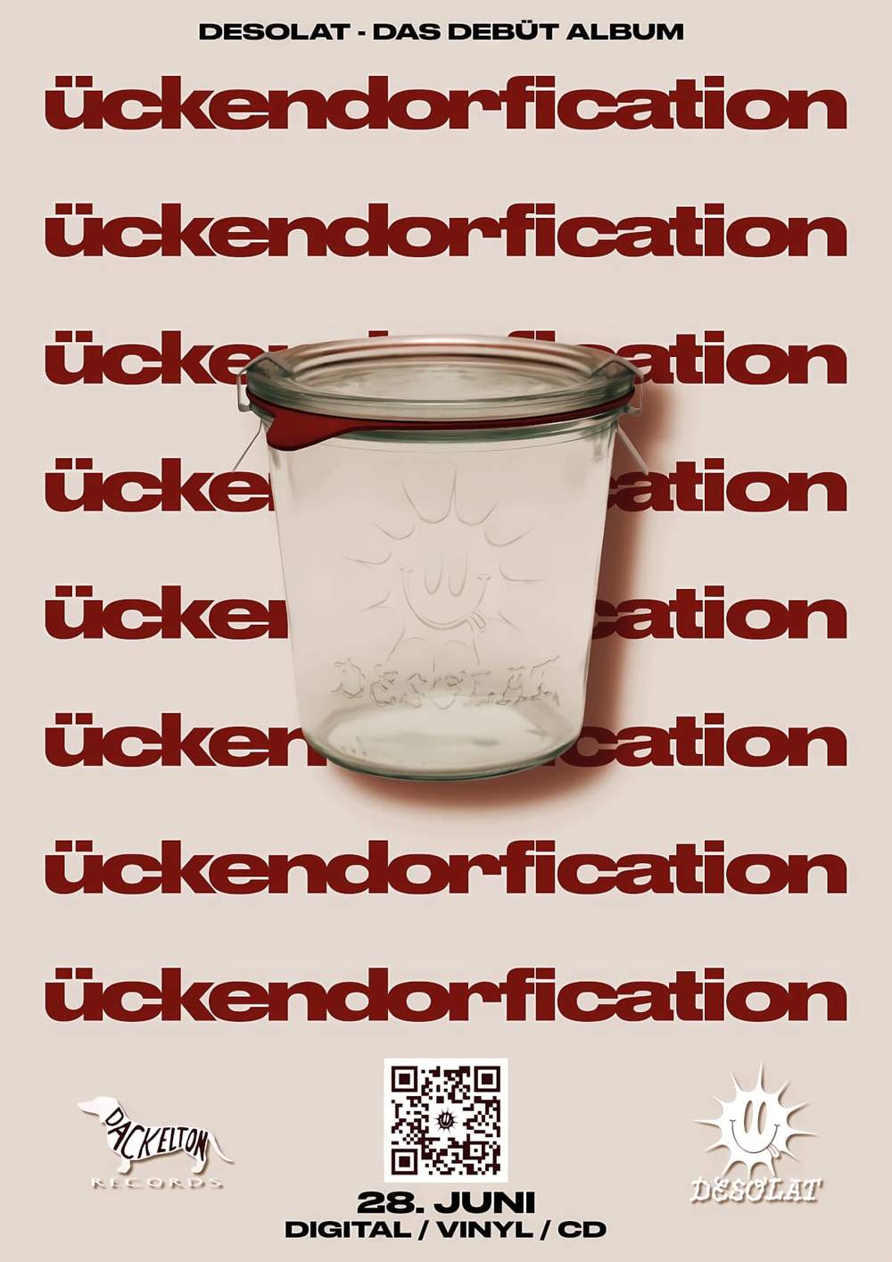 Release Poster für das neue Album. Das Hauptmotiv ist ein leeres Einweckglas welches das Sonnensmiley-Logo der Band eingraviert hat.