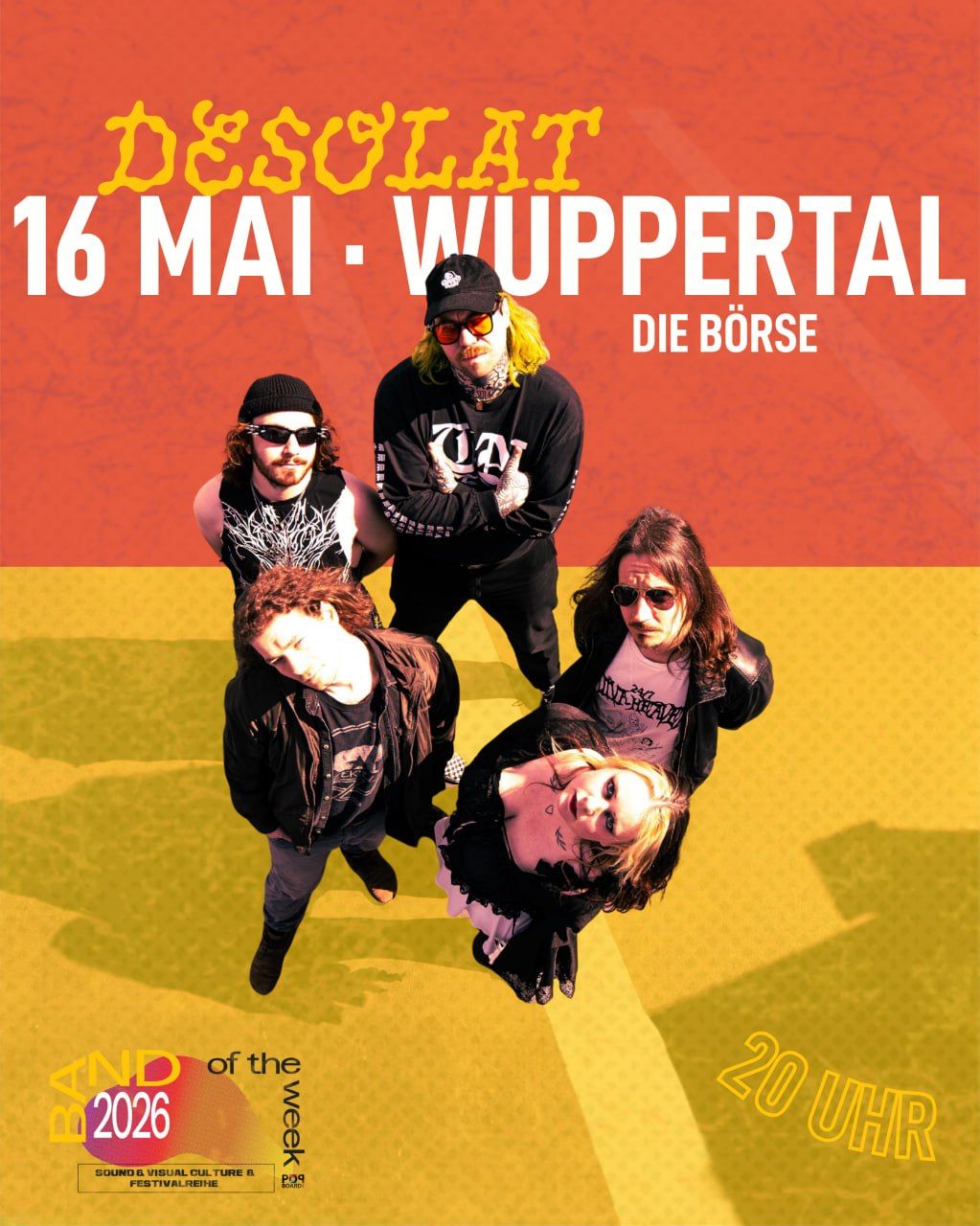 desolat wuppertal band of the week orange yellow bird perspective