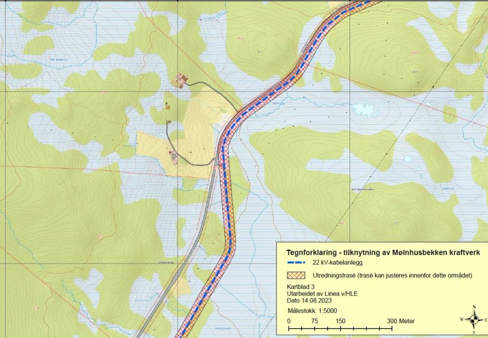 Tegnforklaring - tilknytning av Mølnhusbekken kraftverk