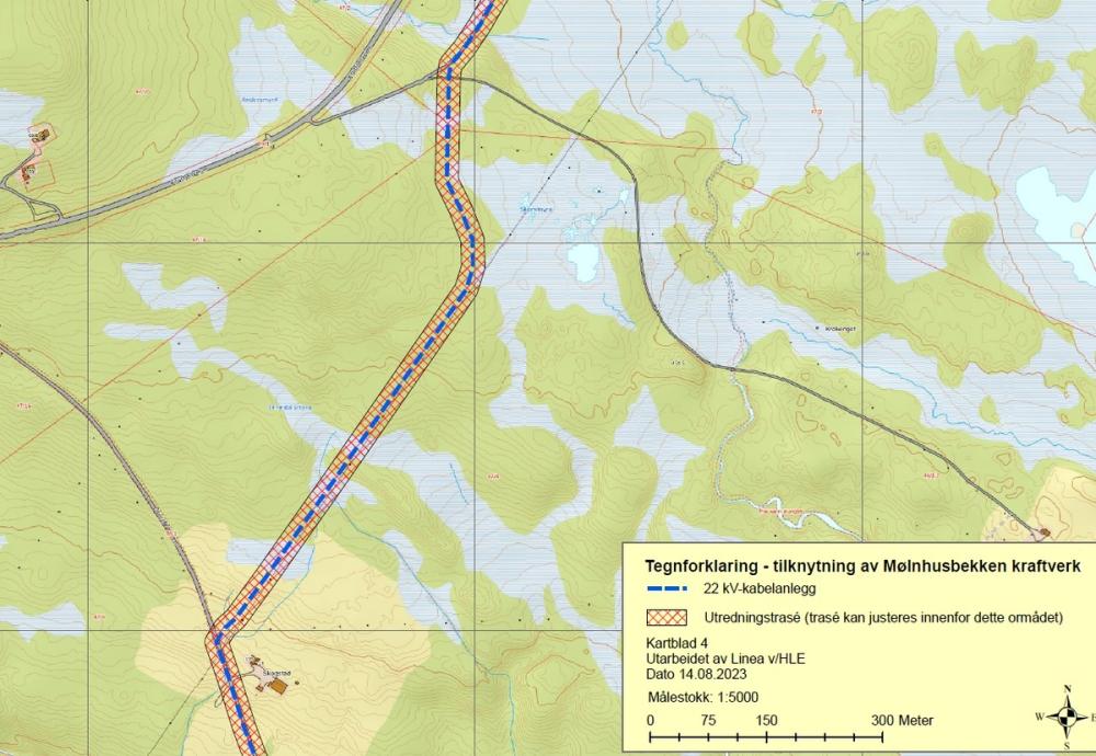 Tegnforklaring - tilknytning av Mølnhusbekken kraftverk