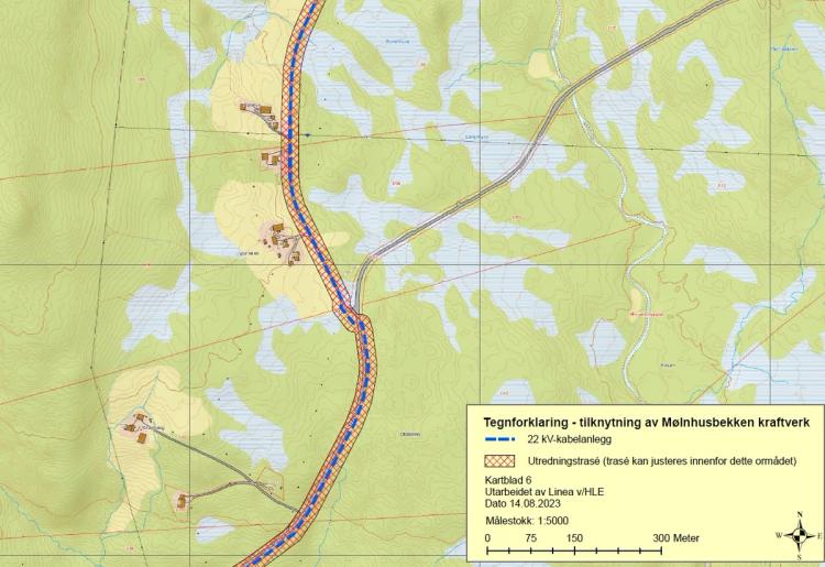 Tegnforklaring - tilknytning av Mølnhusbekken kraftverk