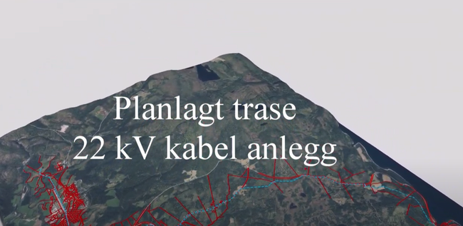 Planlagt trase 22kV kabel anlegg