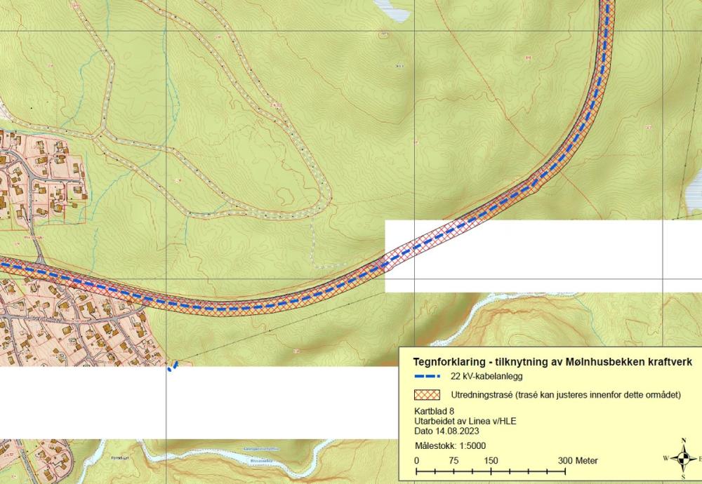 Tegnforklaring - tilknytning av Mølnhusbekken kraftverk