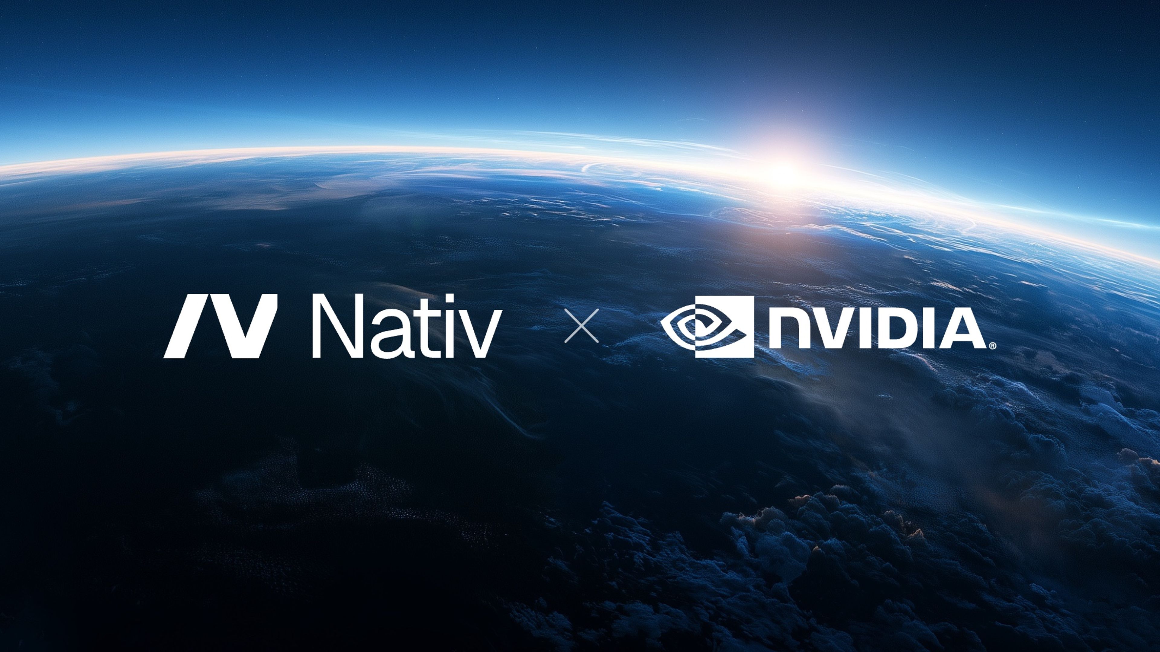 The Nativ and NVIDIA logos in white above a wide blue planet horizon.