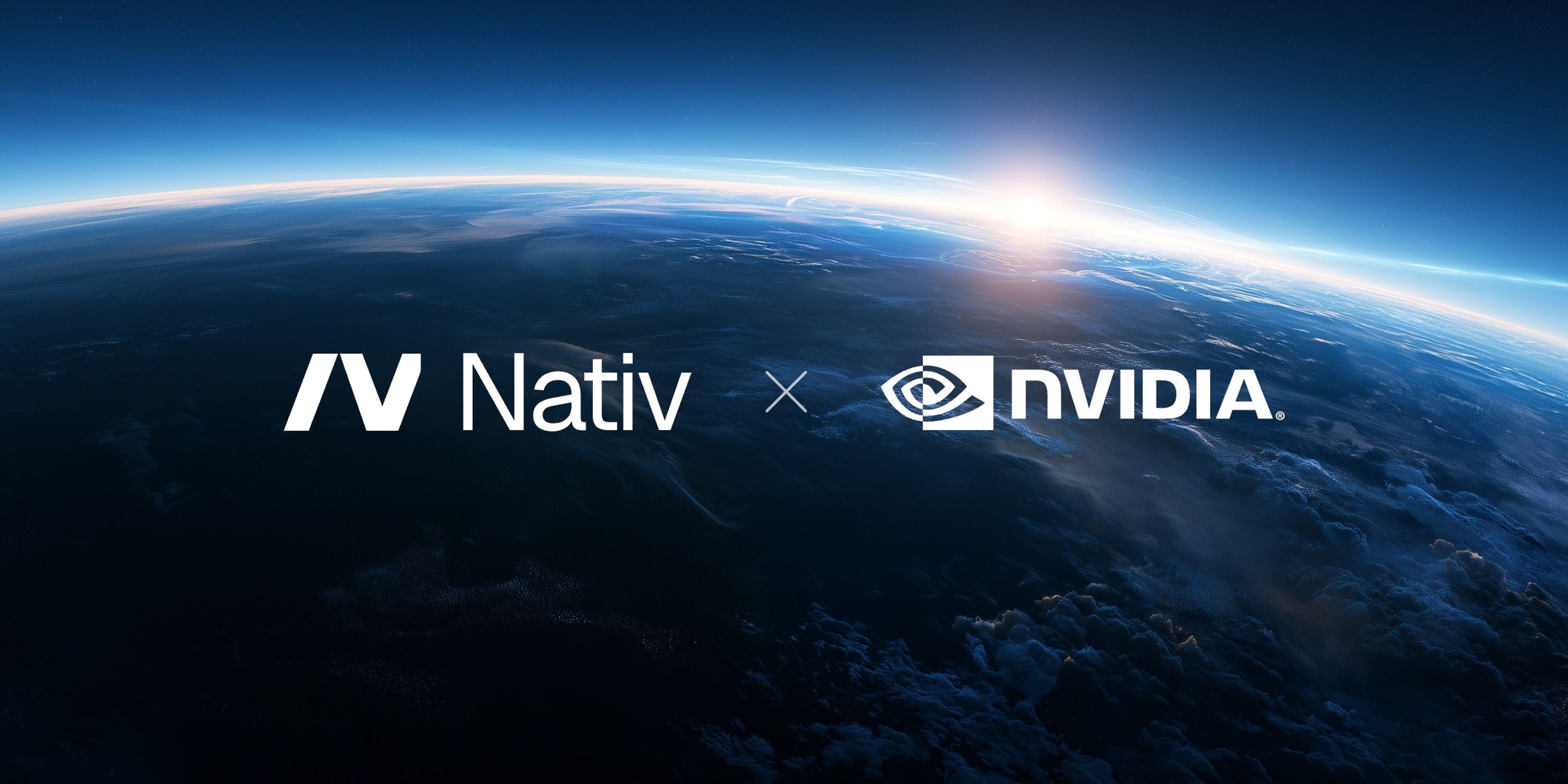 The Nativ and NVIDIA logos in white above a wide blue planet horizon.