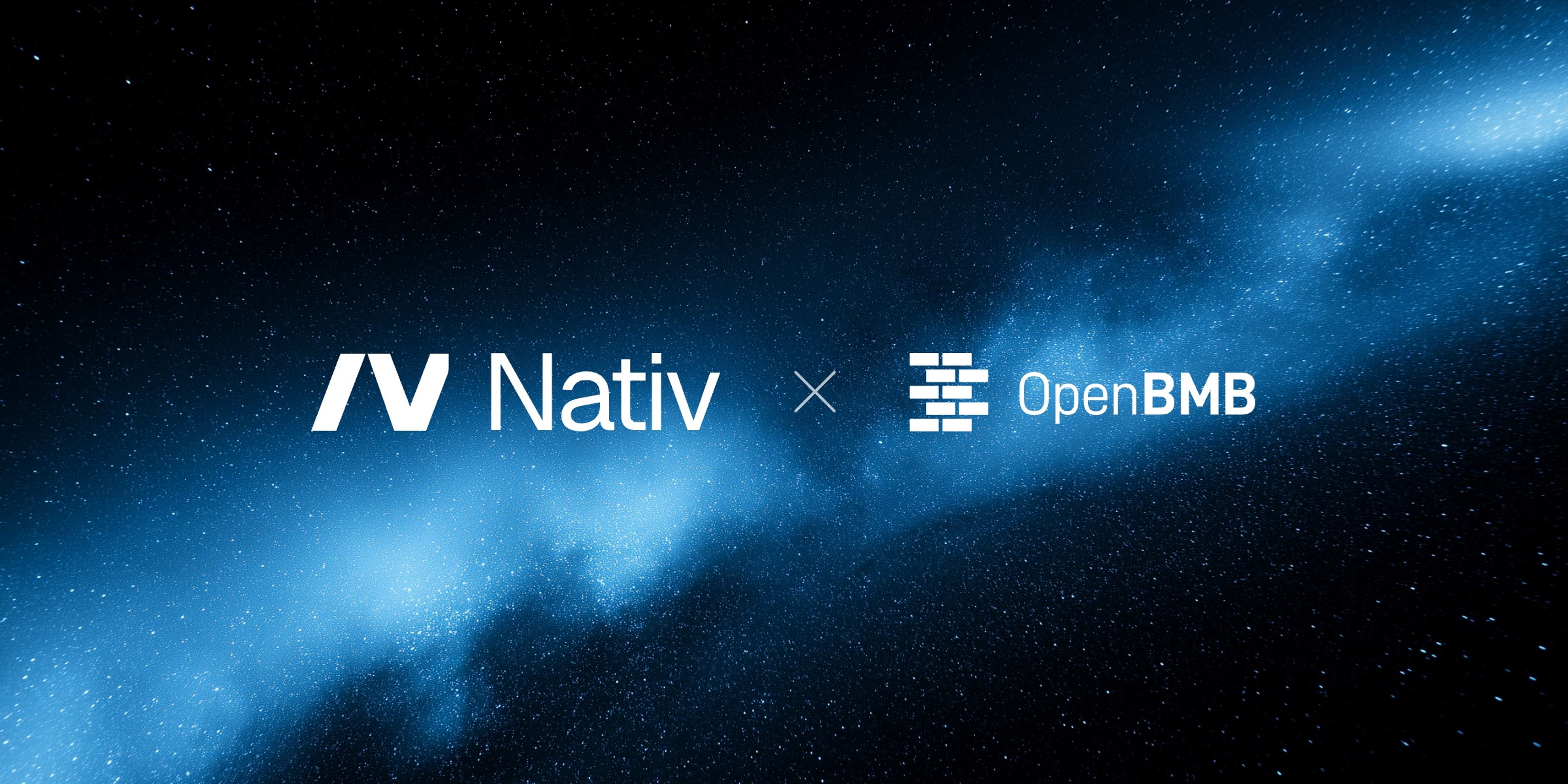 The Nativ and OpenBMB logos in white over a blue nebula band rising through the stars.