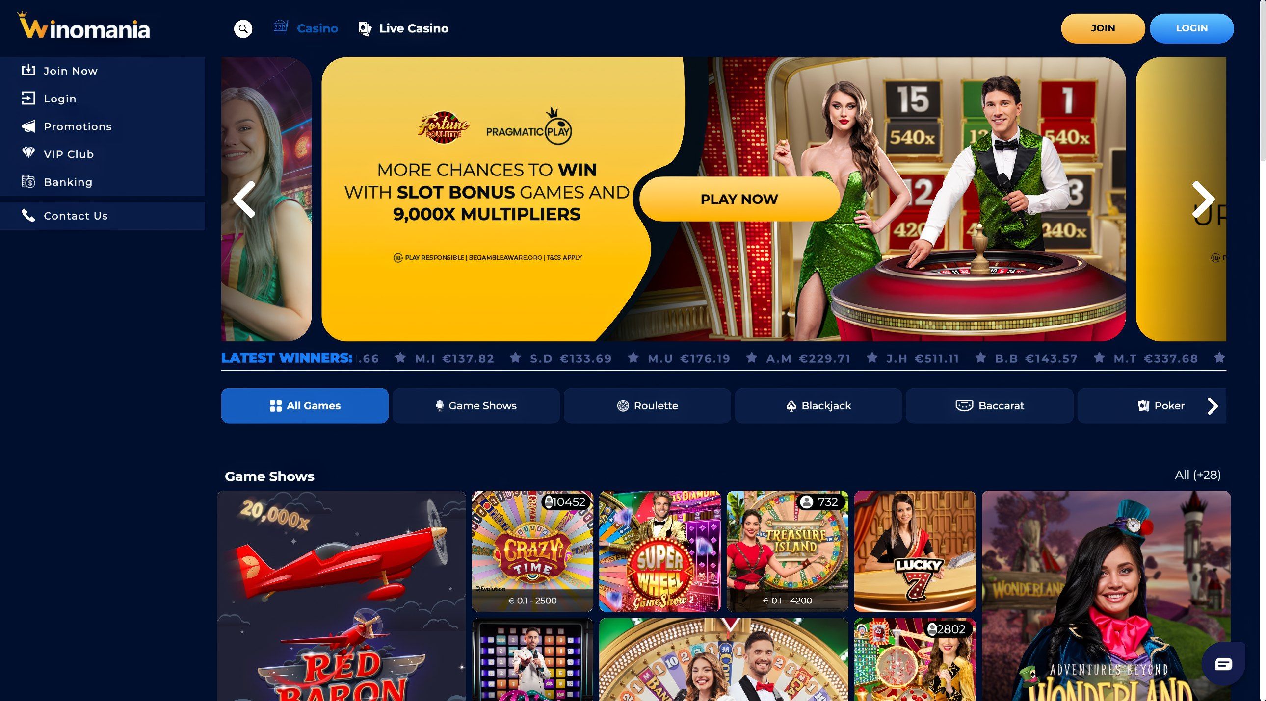 WinOMania Casino desktop screenshot 2