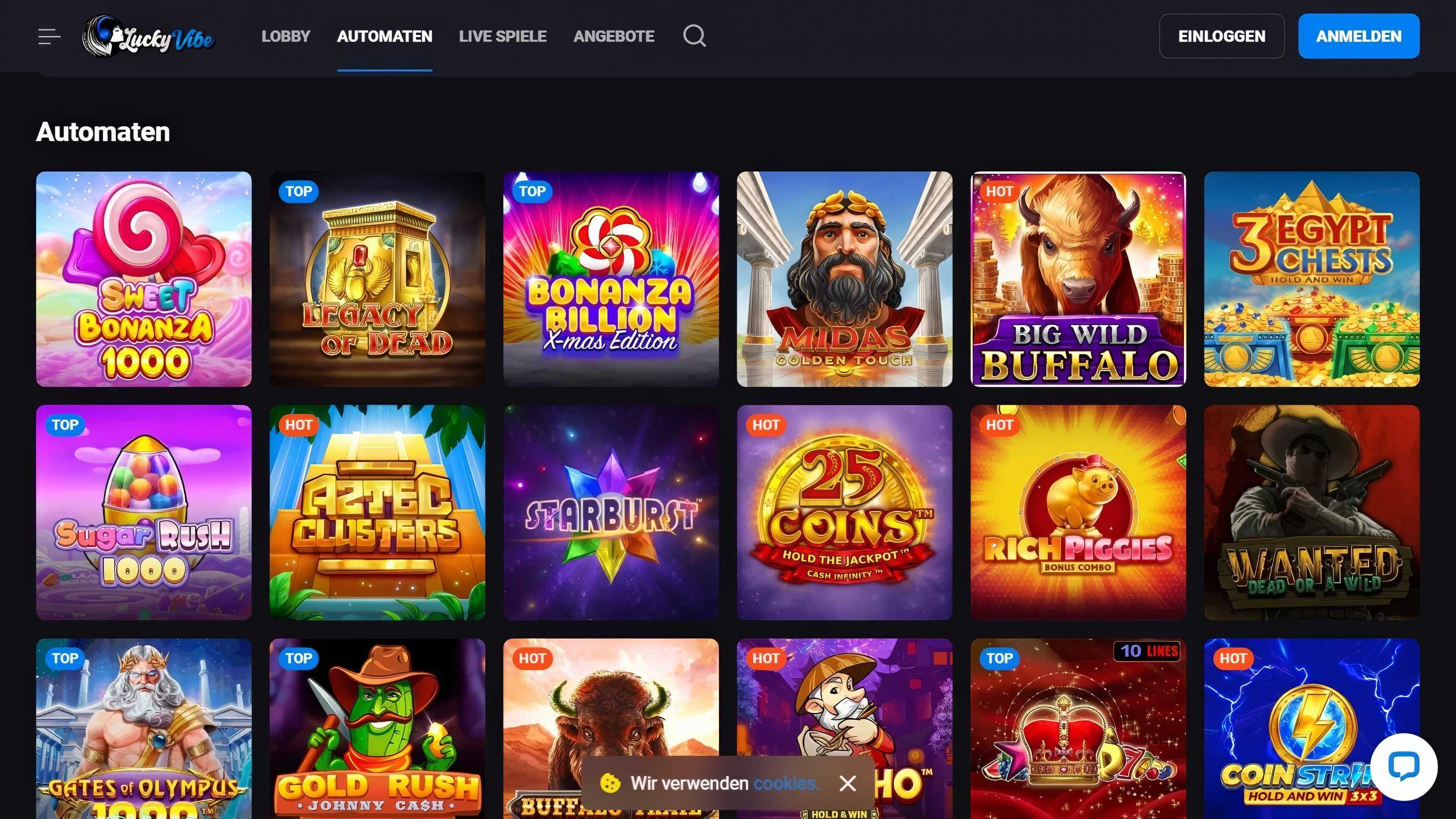 Lucky Vibe Casino desktop screenshot 2