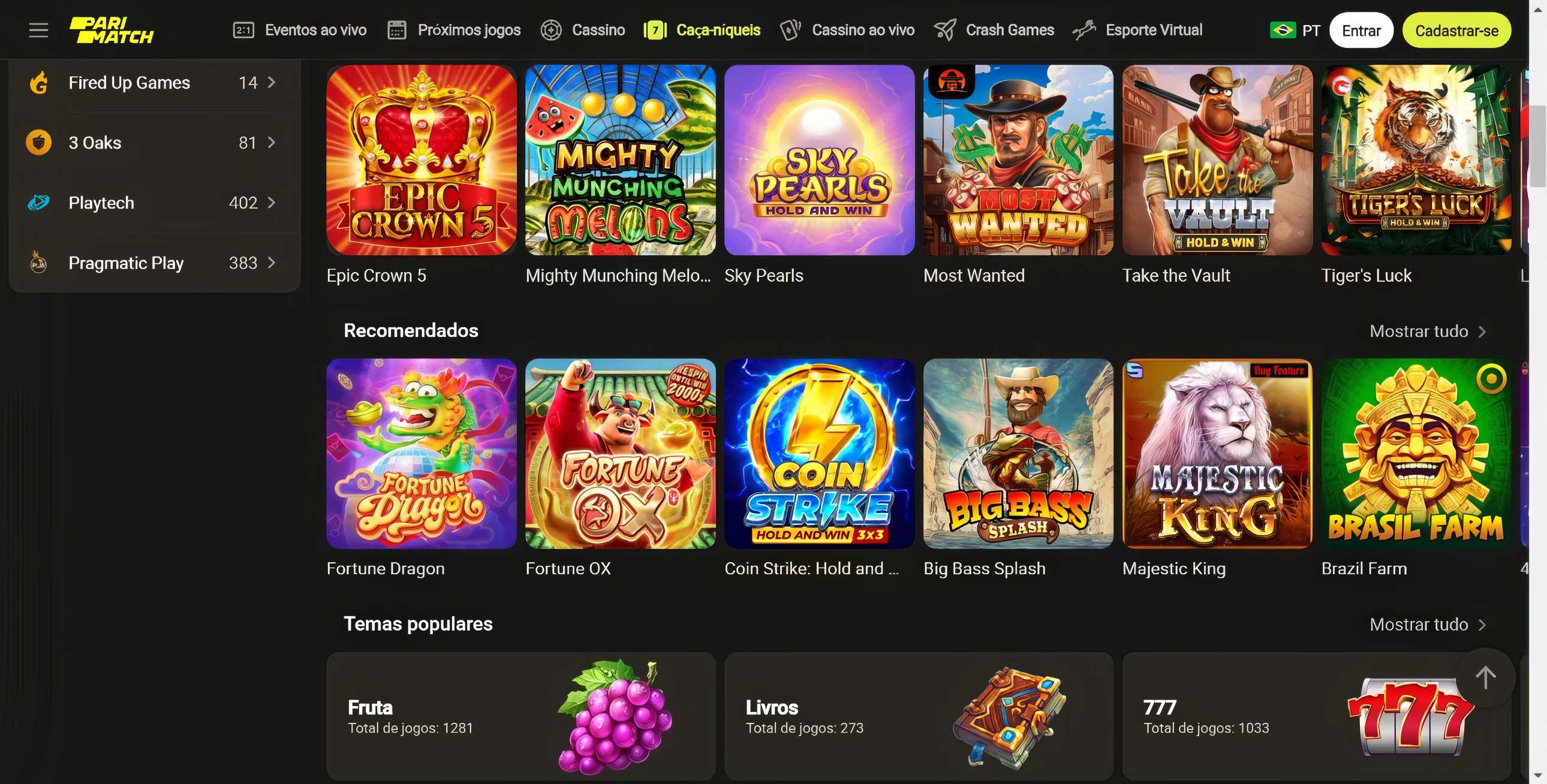 Parimatch desktop slots