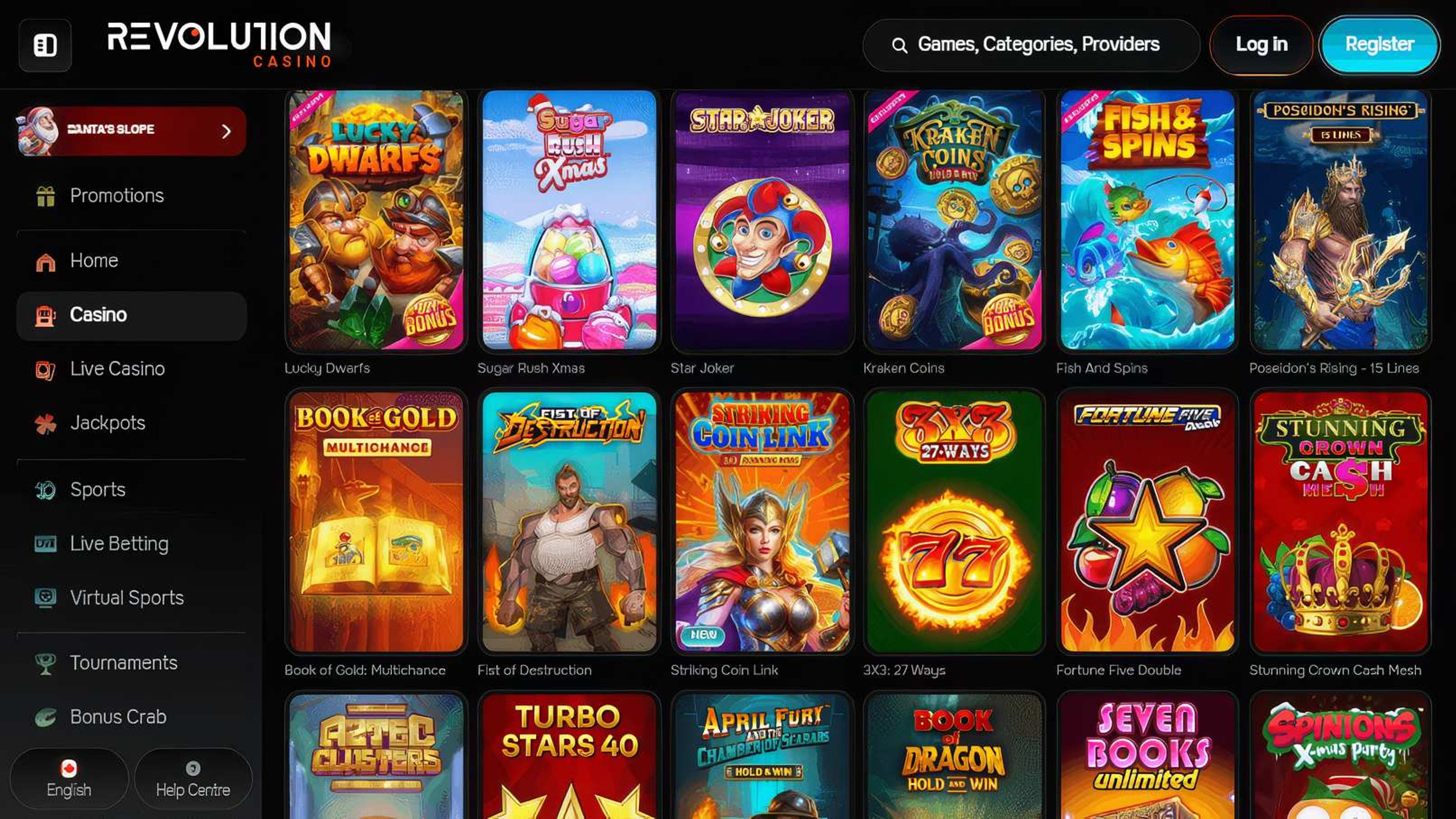Revolution Casino desktop screenshot 2