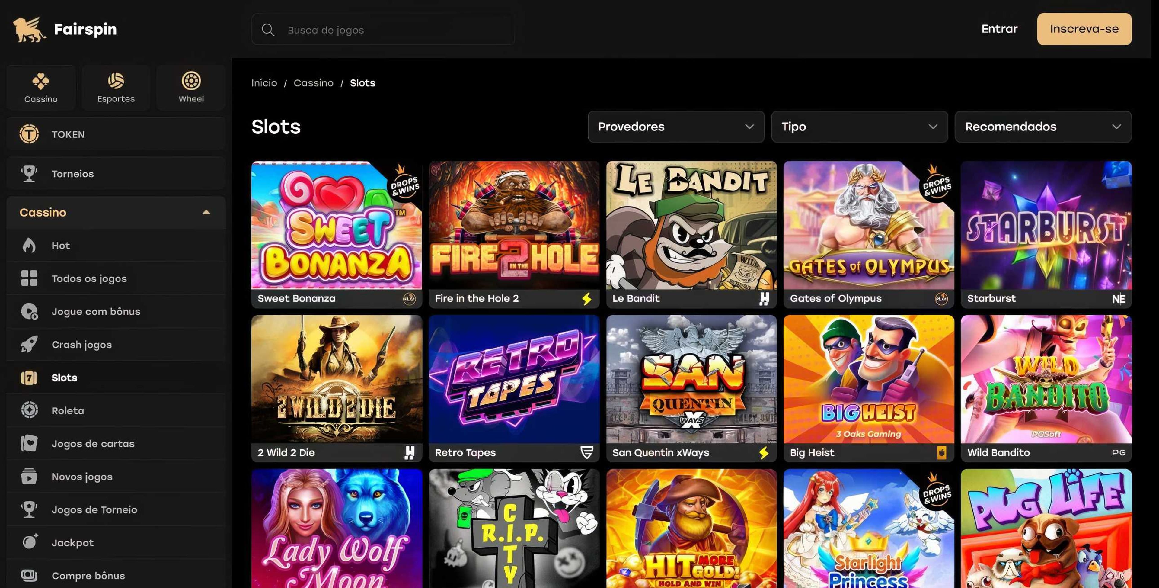 Fairspin Casino desktop screenshot 2