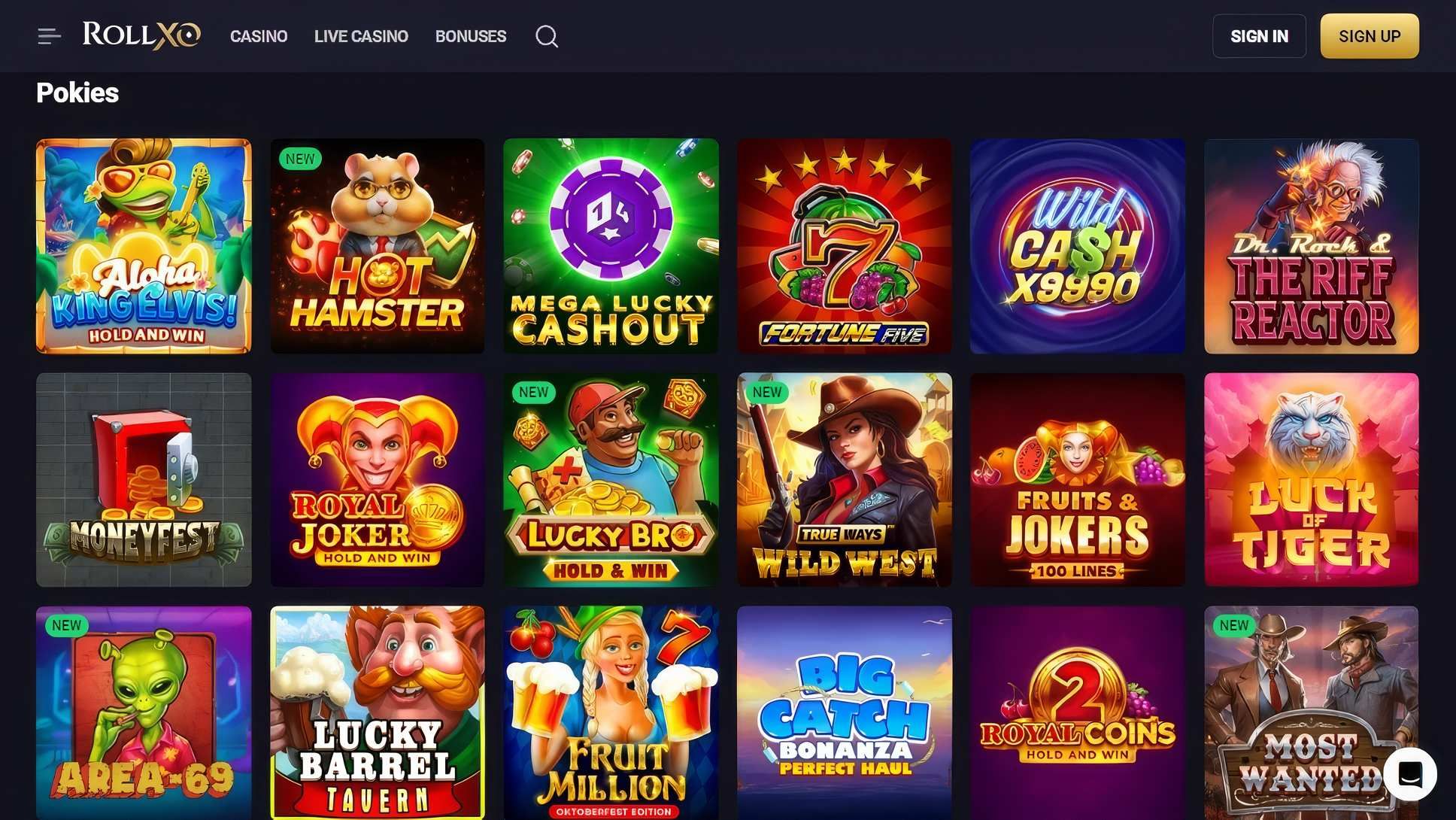 RollXO Casino desktop screenshot 2