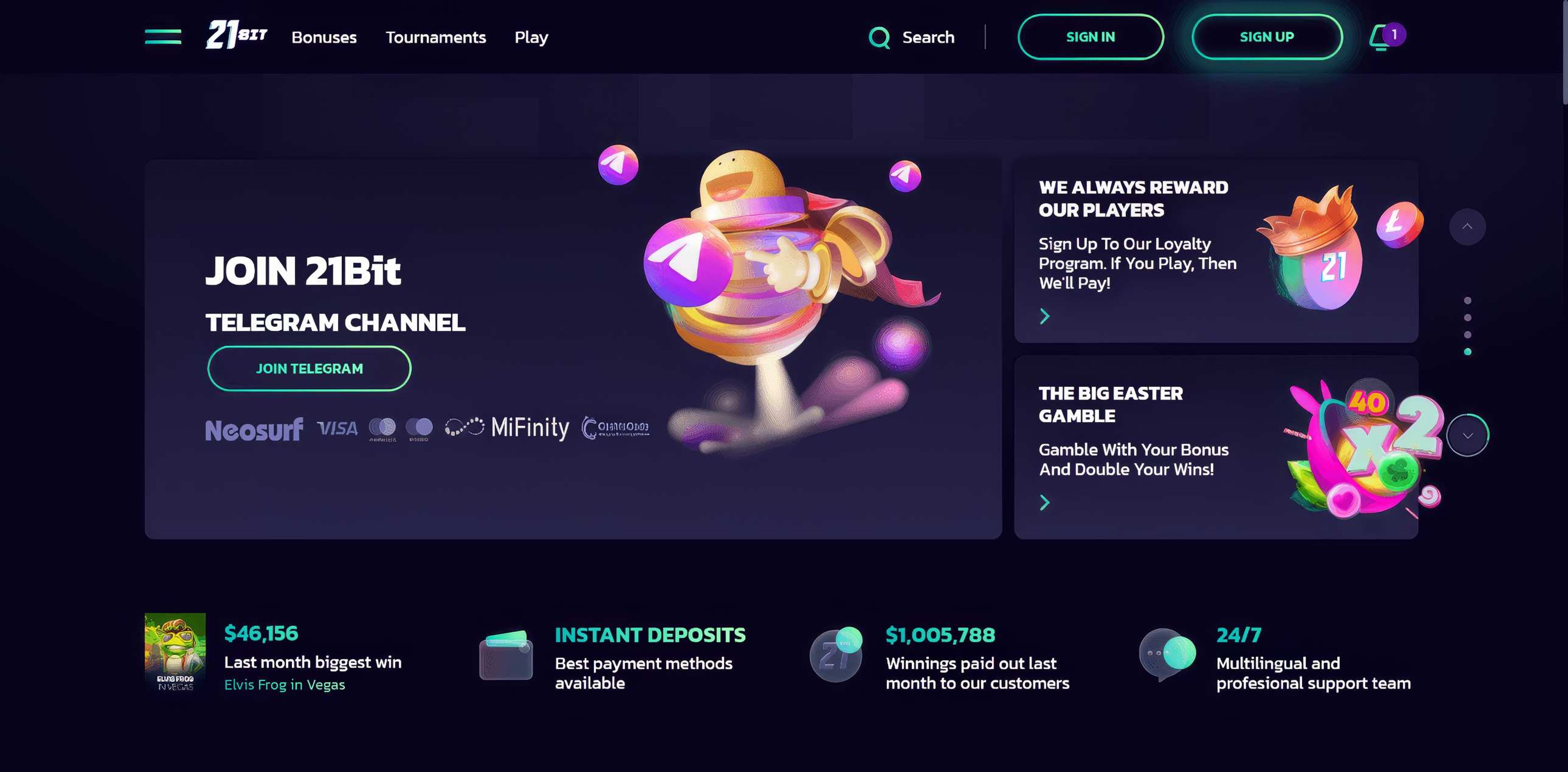 21bit Casino desktop screenshot 1