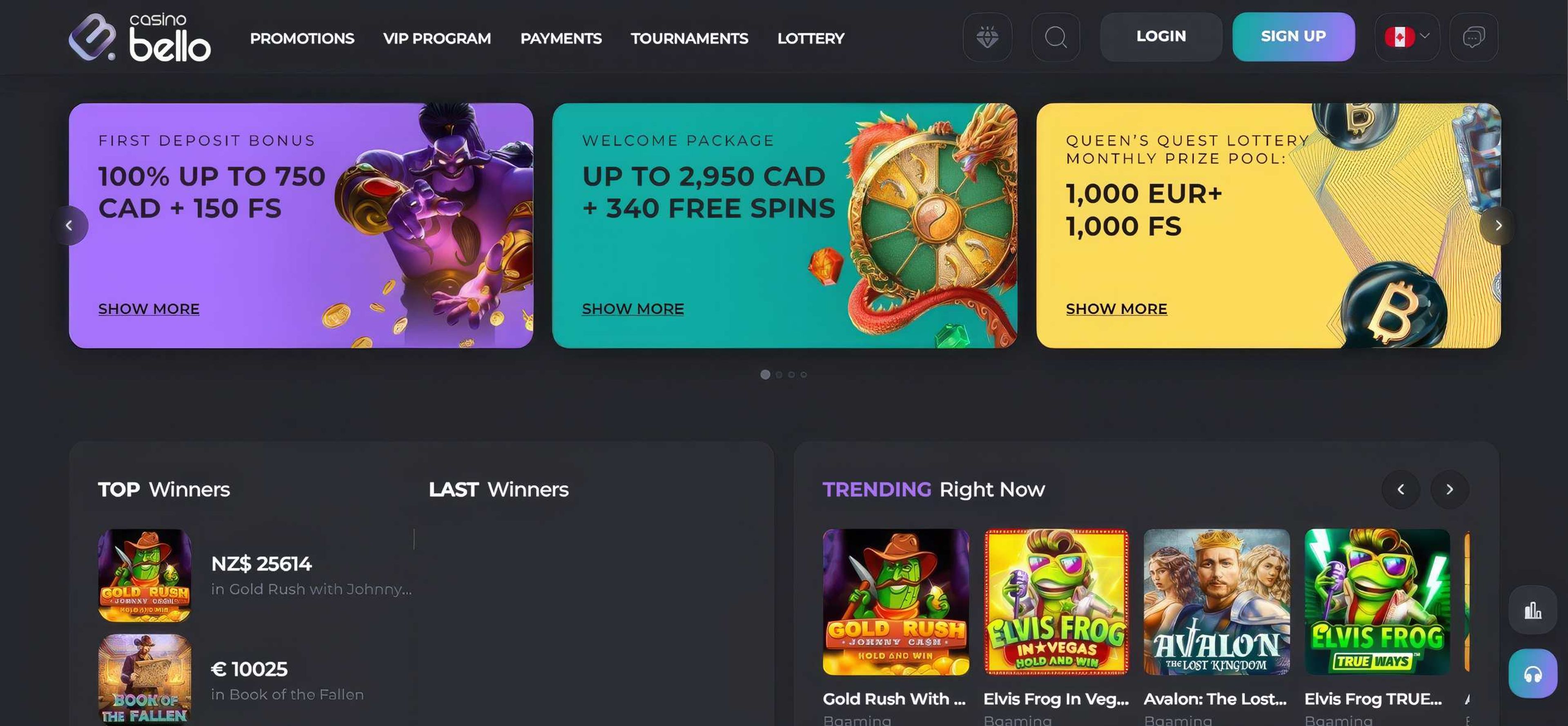 Casinobello desktop screenshot 1