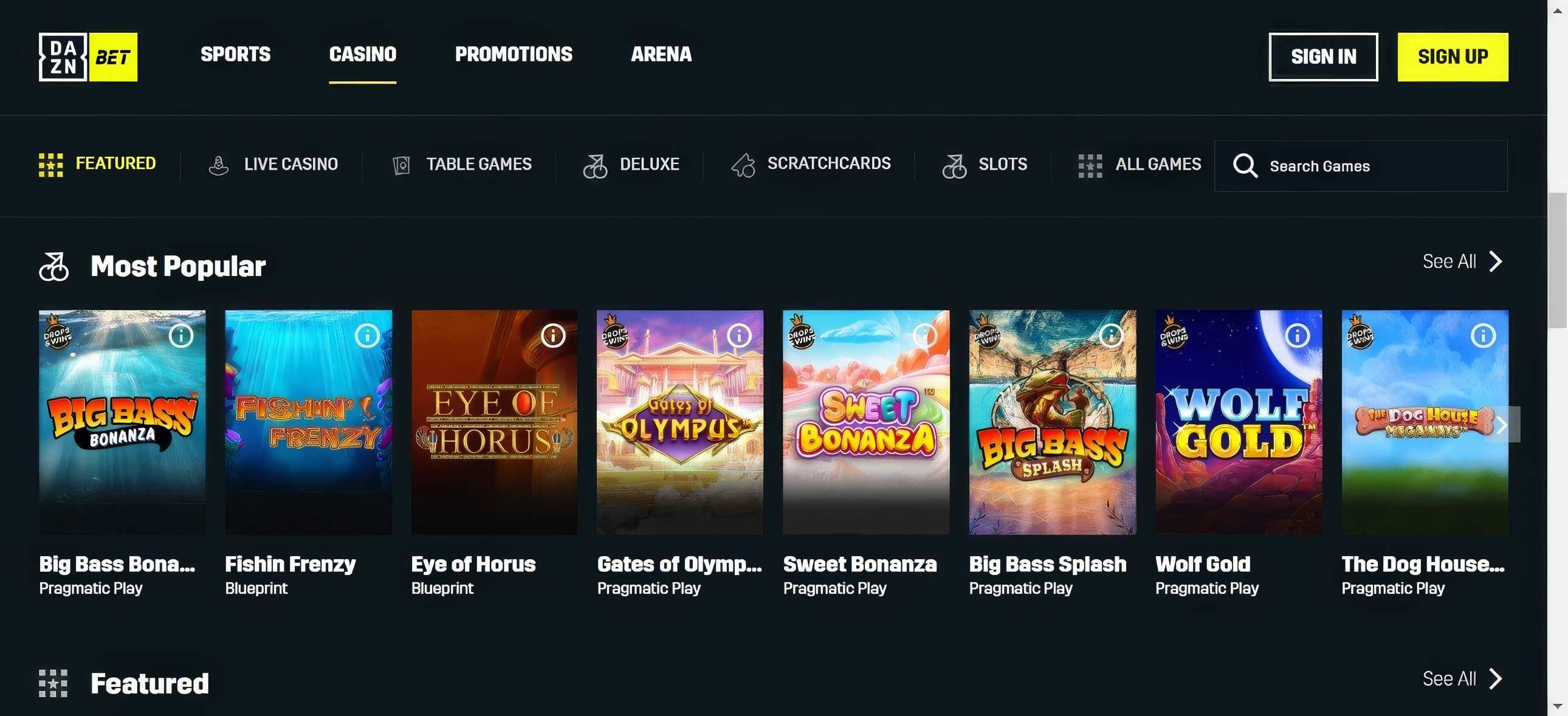 Dazn Bet desktop screenshot 2