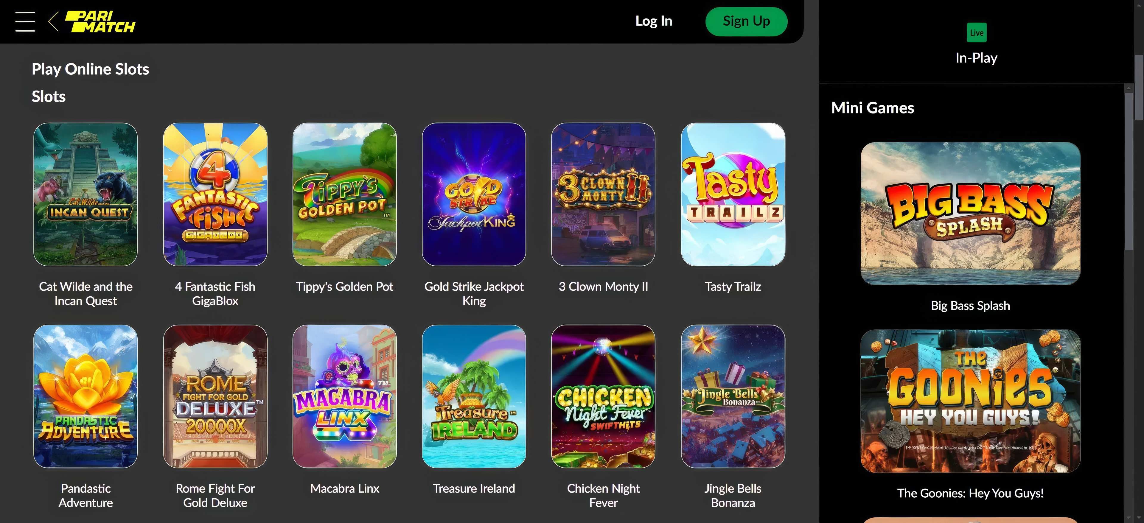 Parimatch desktop screenshot 2