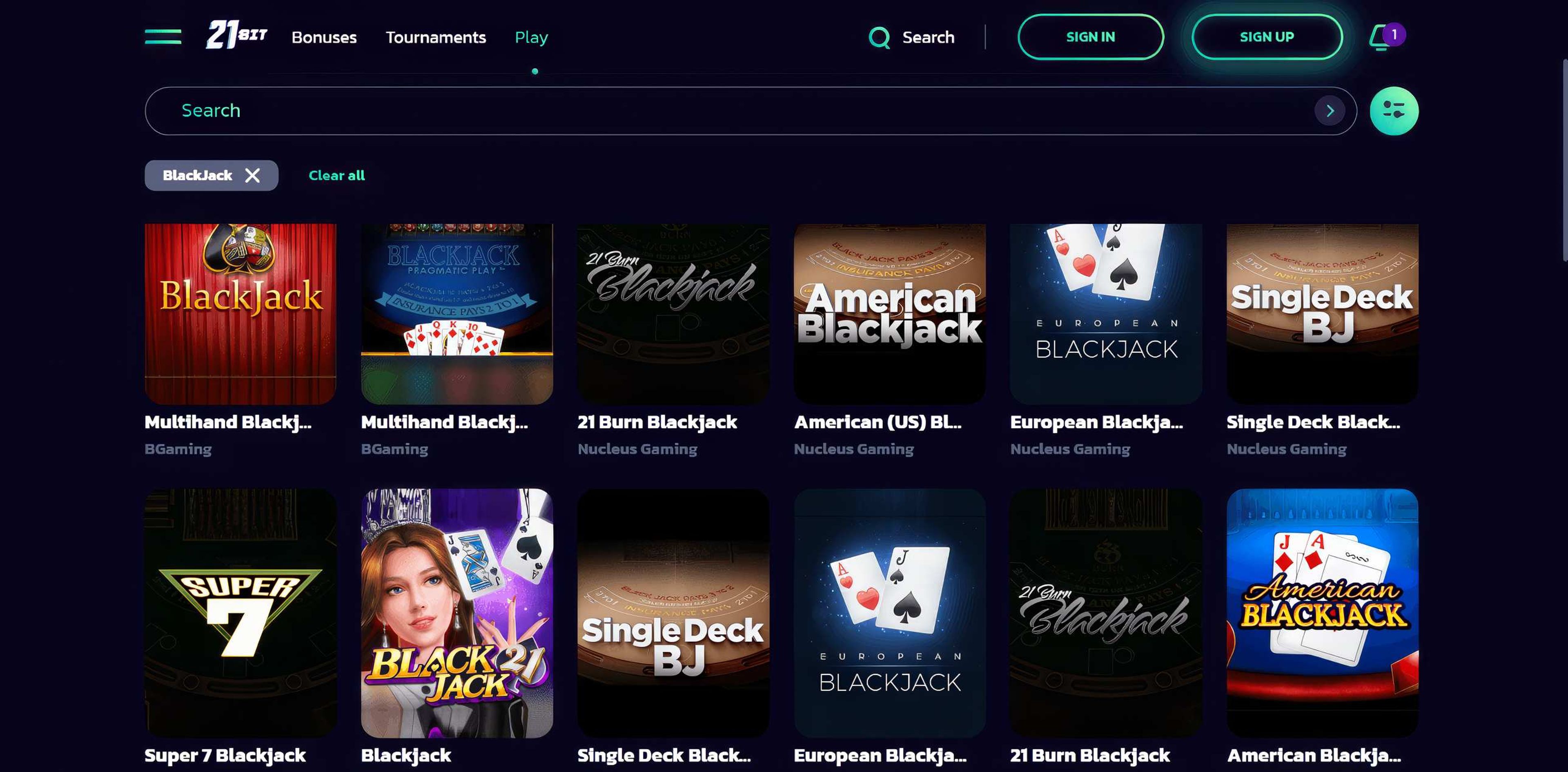 21bit Casino desktop screenshot 2
