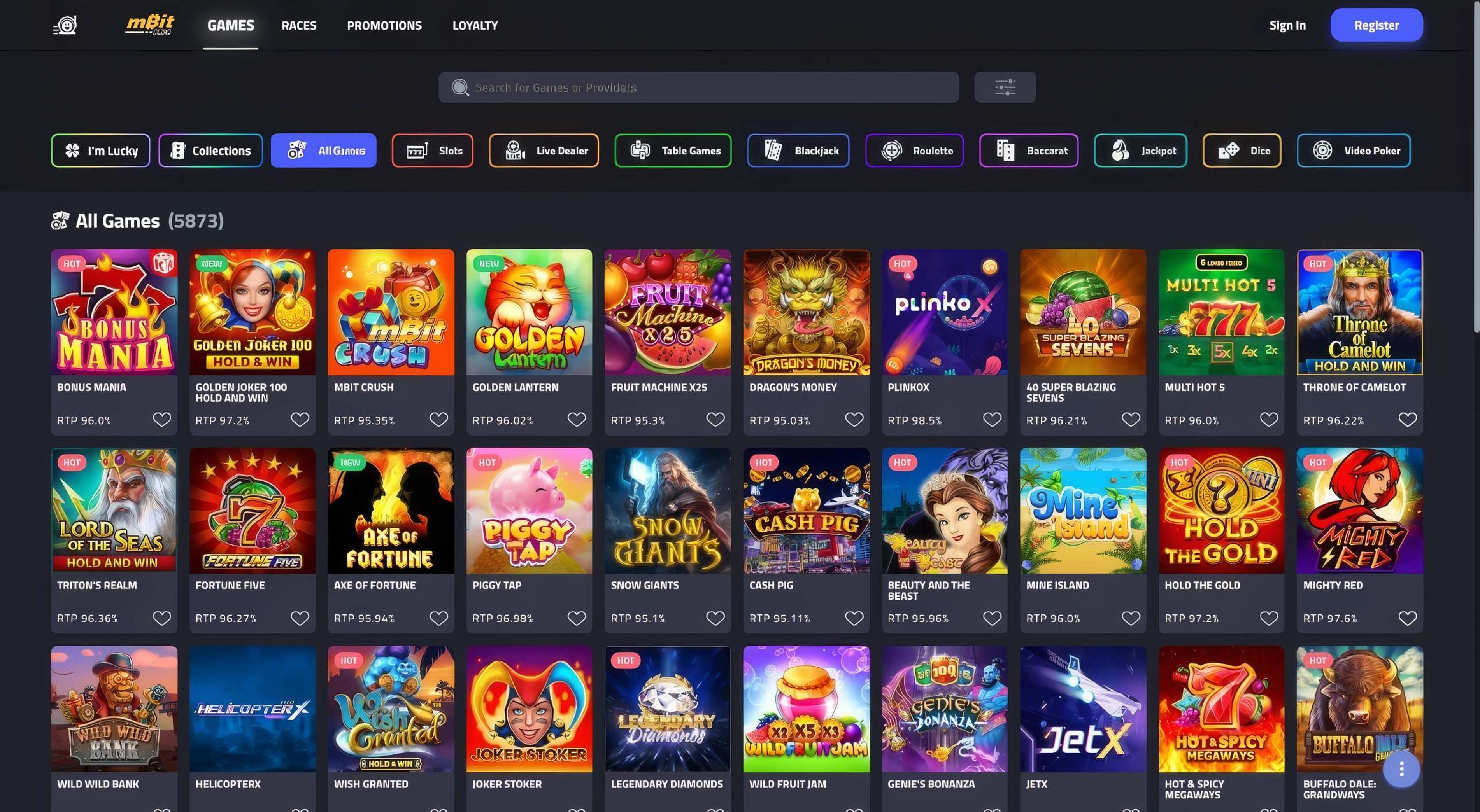 mBit Casino desktop screenshot 2