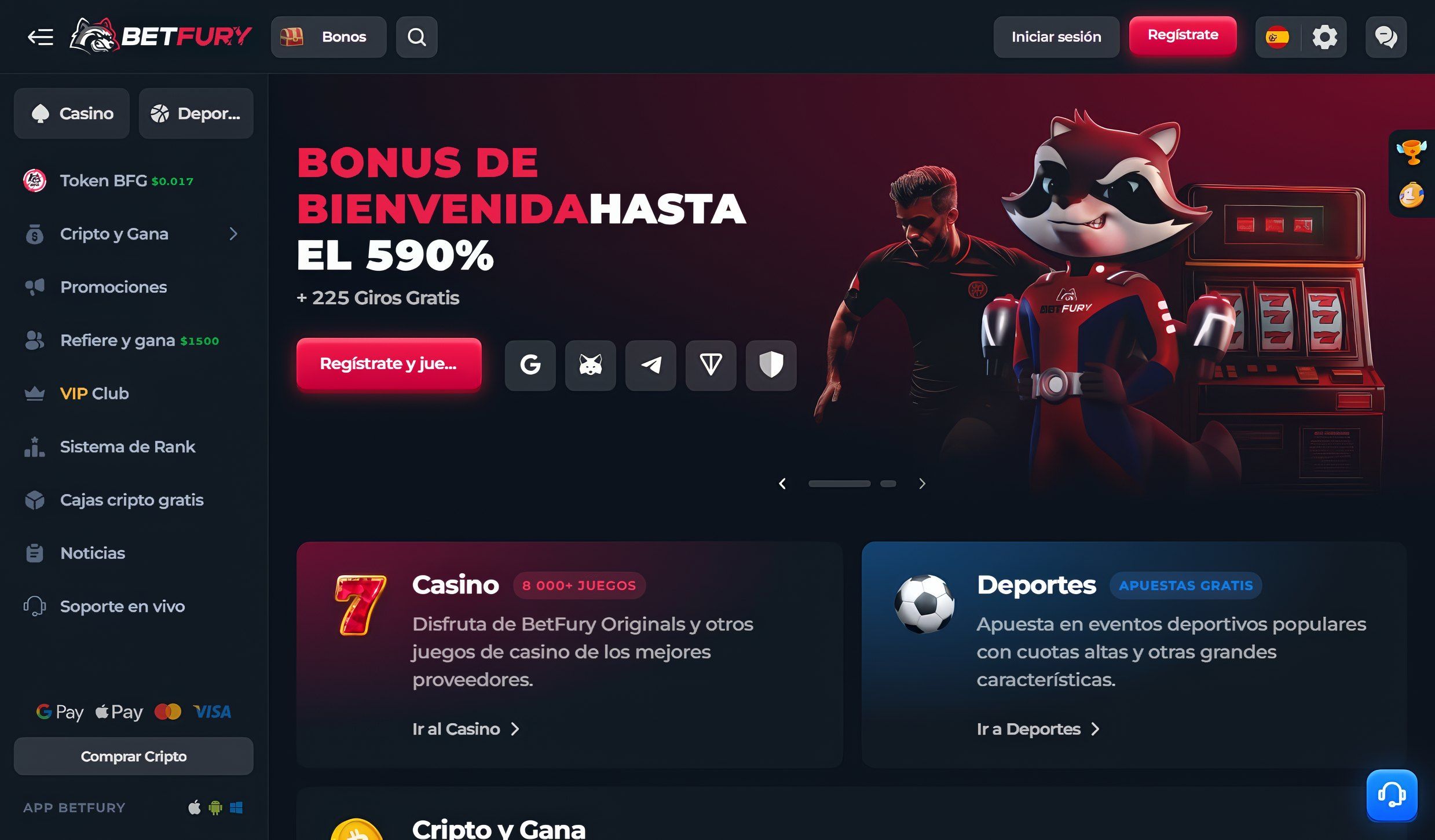 Betfury desktop screenshot 1