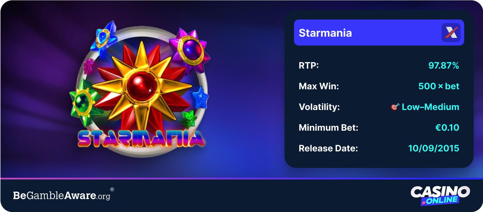Starmania offers 97.87% RTP and rewarding free spins, a fun theme and fair play for players to enjoy