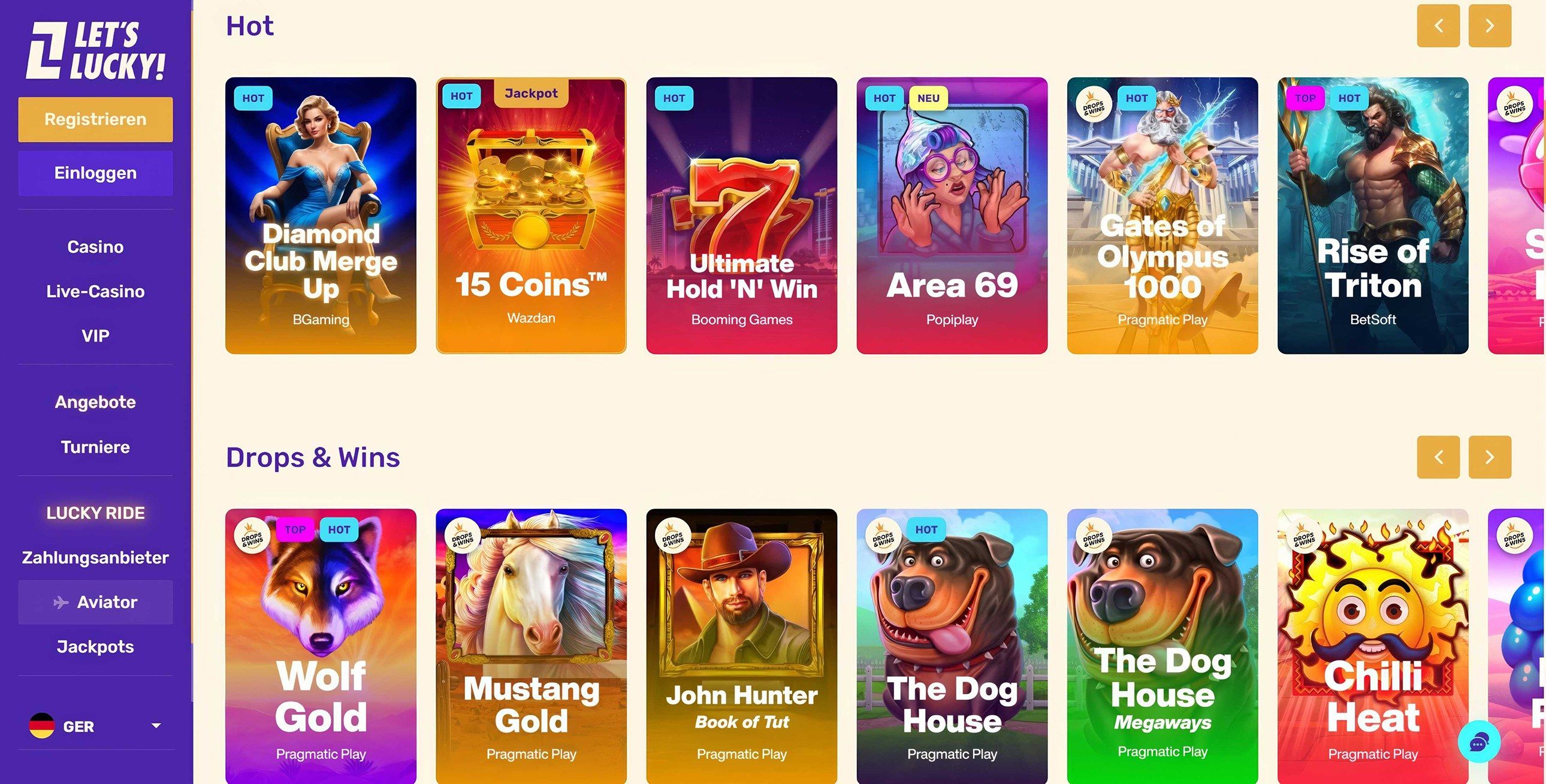 LetsLucky Casino desktop screenshot 2