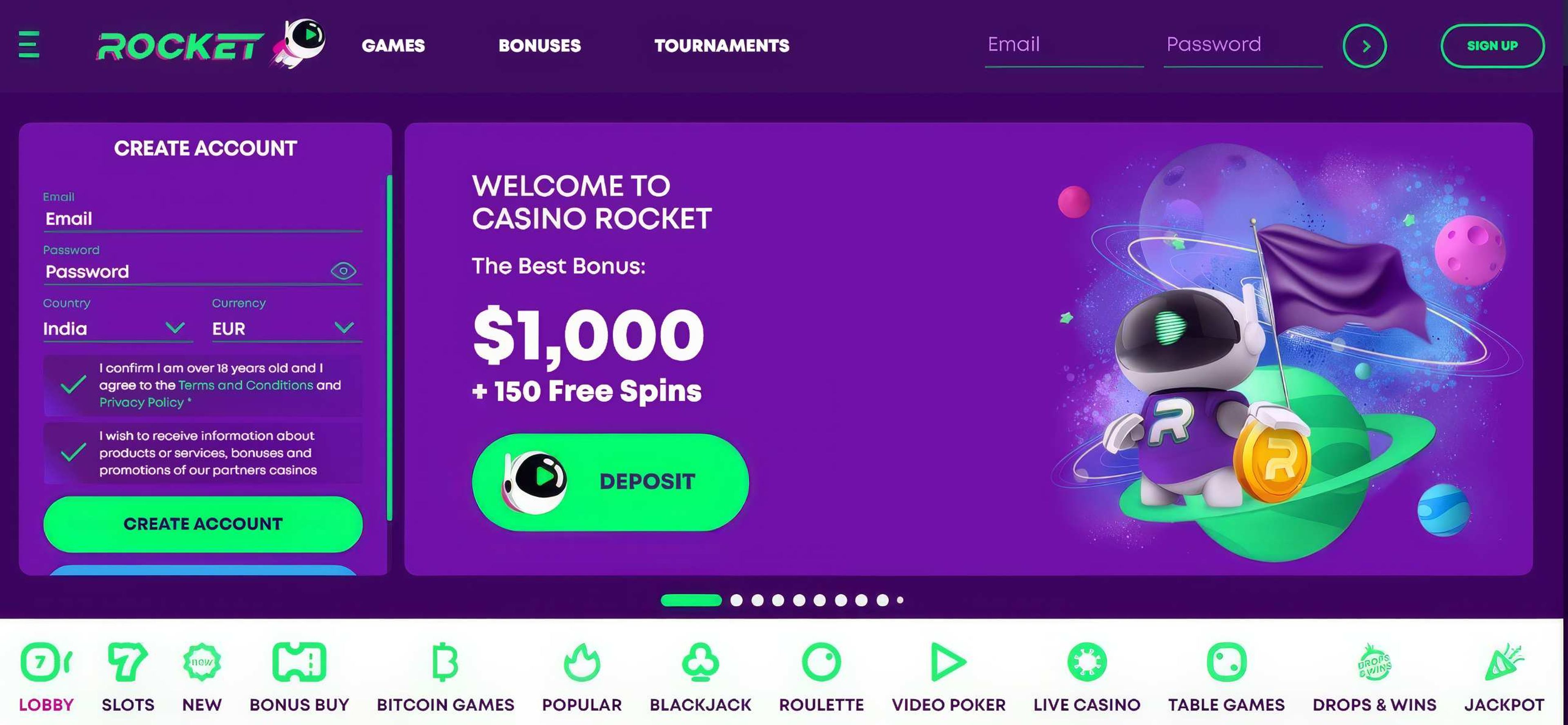 Casino Rocket desktop screenshot 1