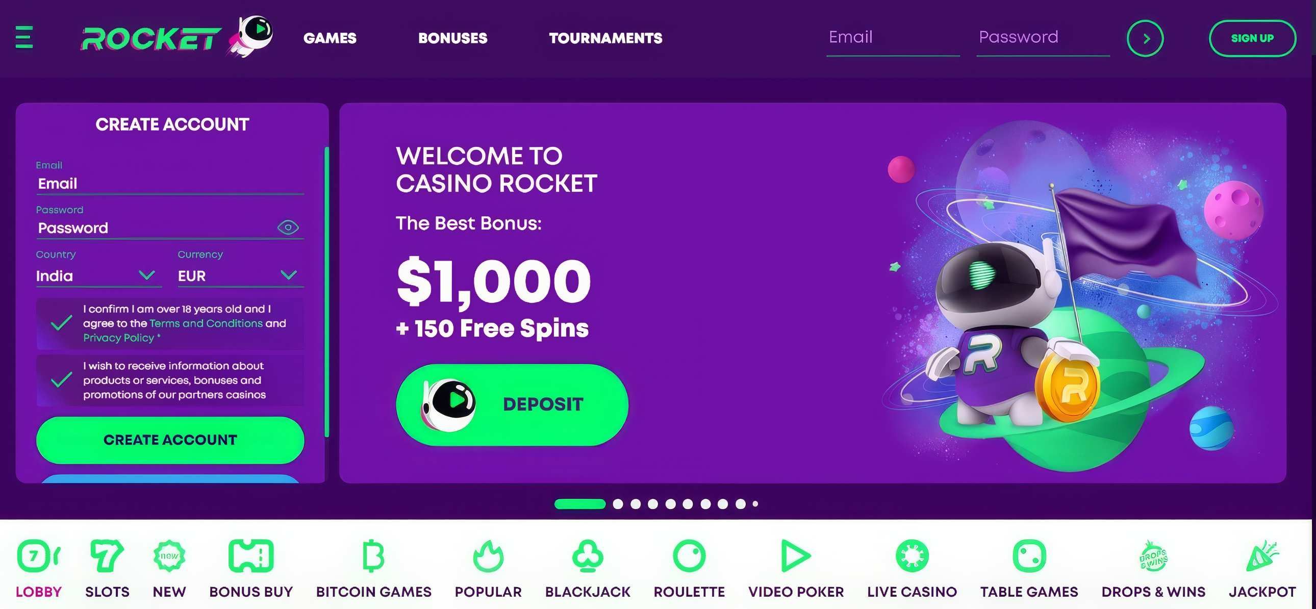Casino Rocket desktop screenshot 1